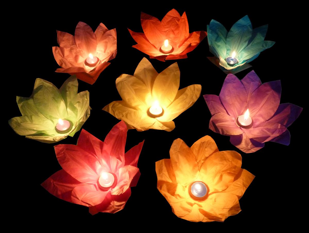 Floating Paper Lotus Lantern Candle Lily Flower Rememberence Lanterns