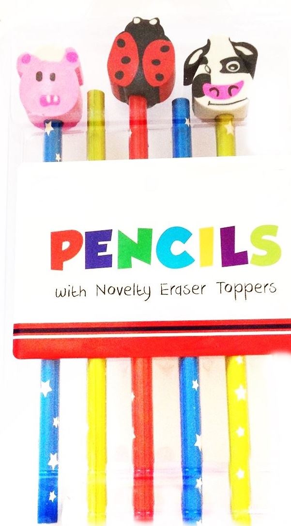 Set of 6 Animals Pencil Toppers Party Bag Fillers Pen Eraser Football Children