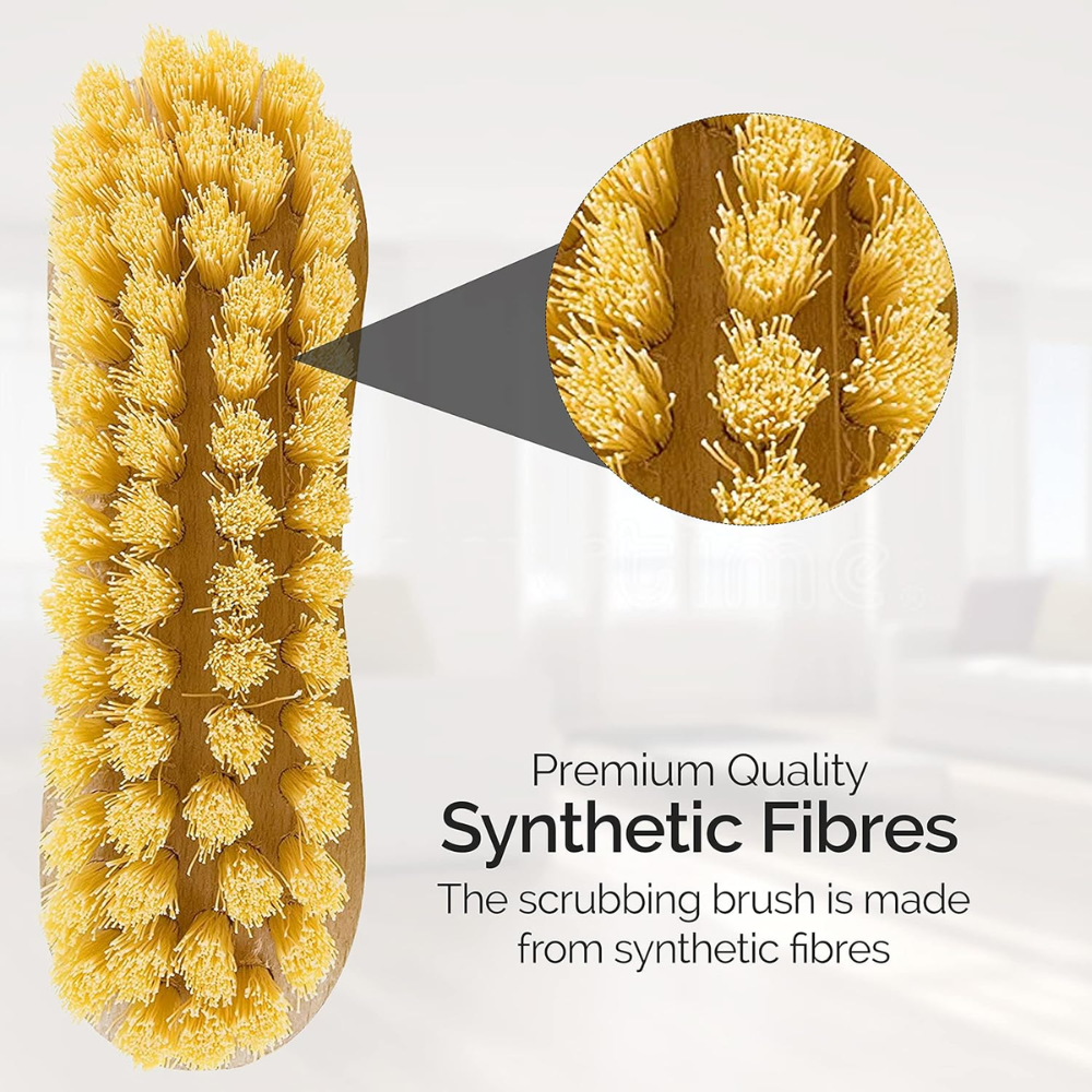 Wooden Scrubbing Brush Heavy Duty Nylon Hard Bristles Floor Tiles Carpet Home