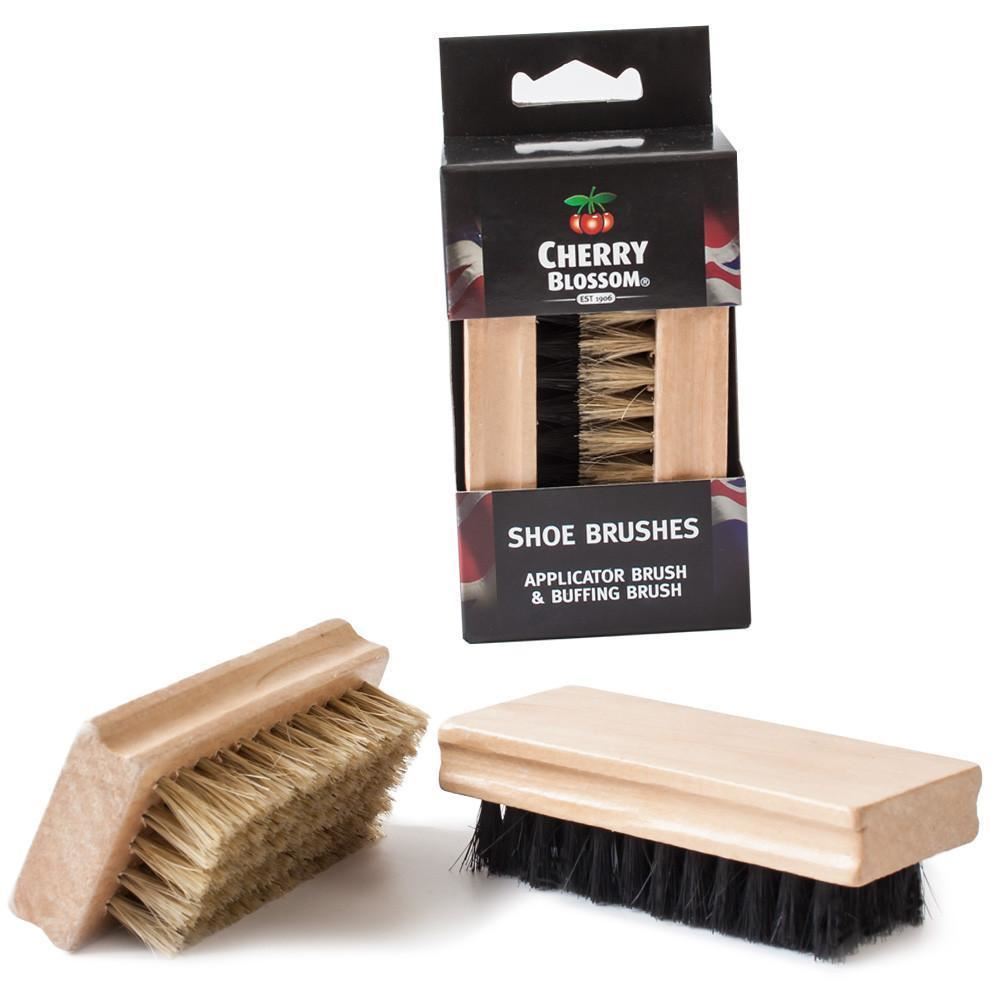 Cherry Blossom Twin Shoe Brush Set Pure Bristle Applicator