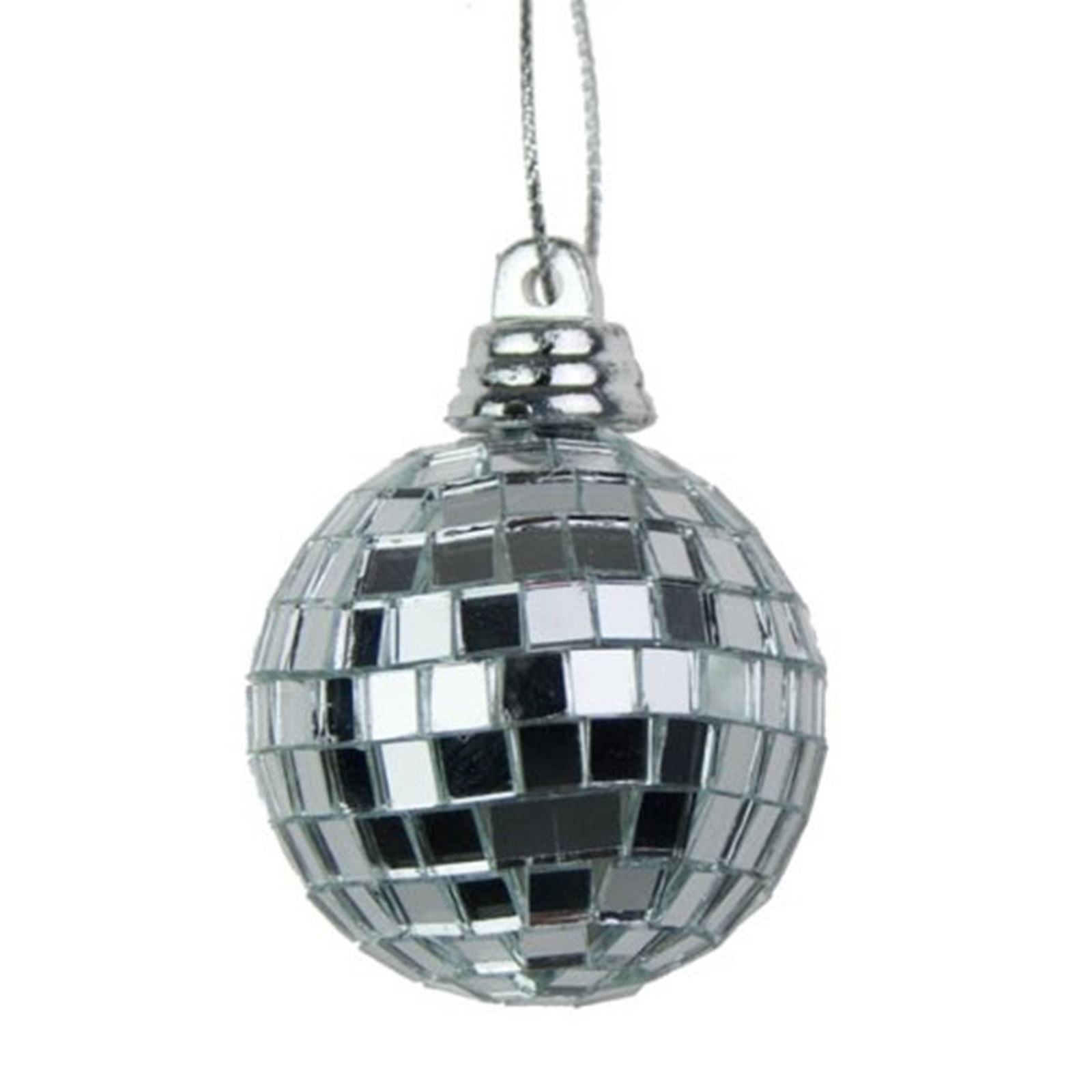 Silver Mini Disco Mirror Ball Xmas Tree Bauble Home Party Decorations