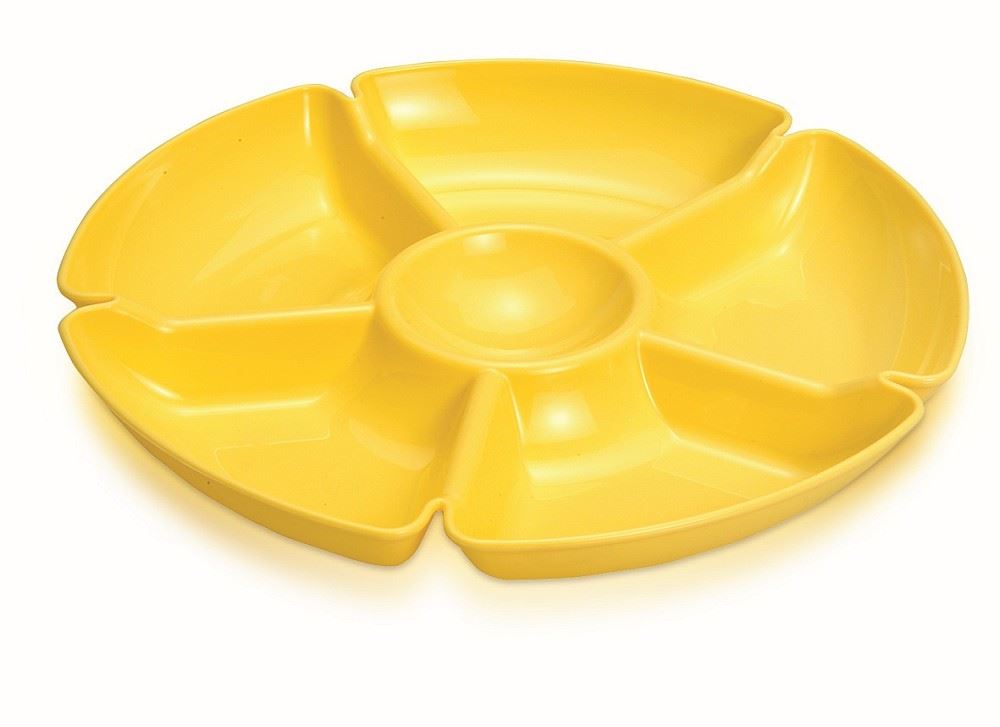 6 Compartment Snack Dish Plastic Serving Tray Dip Bowl Picnic BBQ