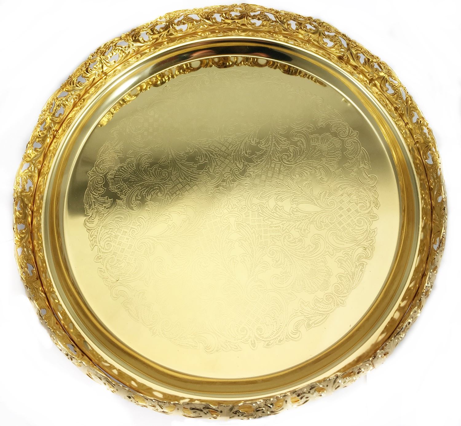 Gold Plated Decorative Tray Wedding Table Candle Holder Plate Stand Xmas 23cm 5056182772957 eBay