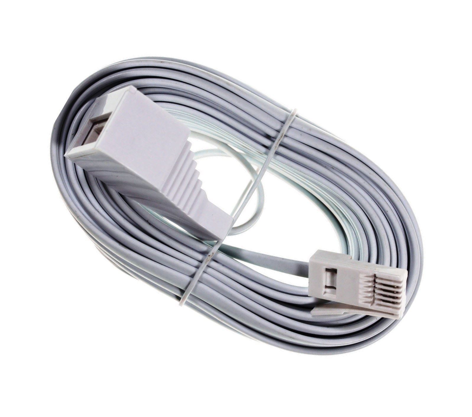 10M Telephone Extension Cable Lead Cord BT Phone Lines Socket Fax Metre