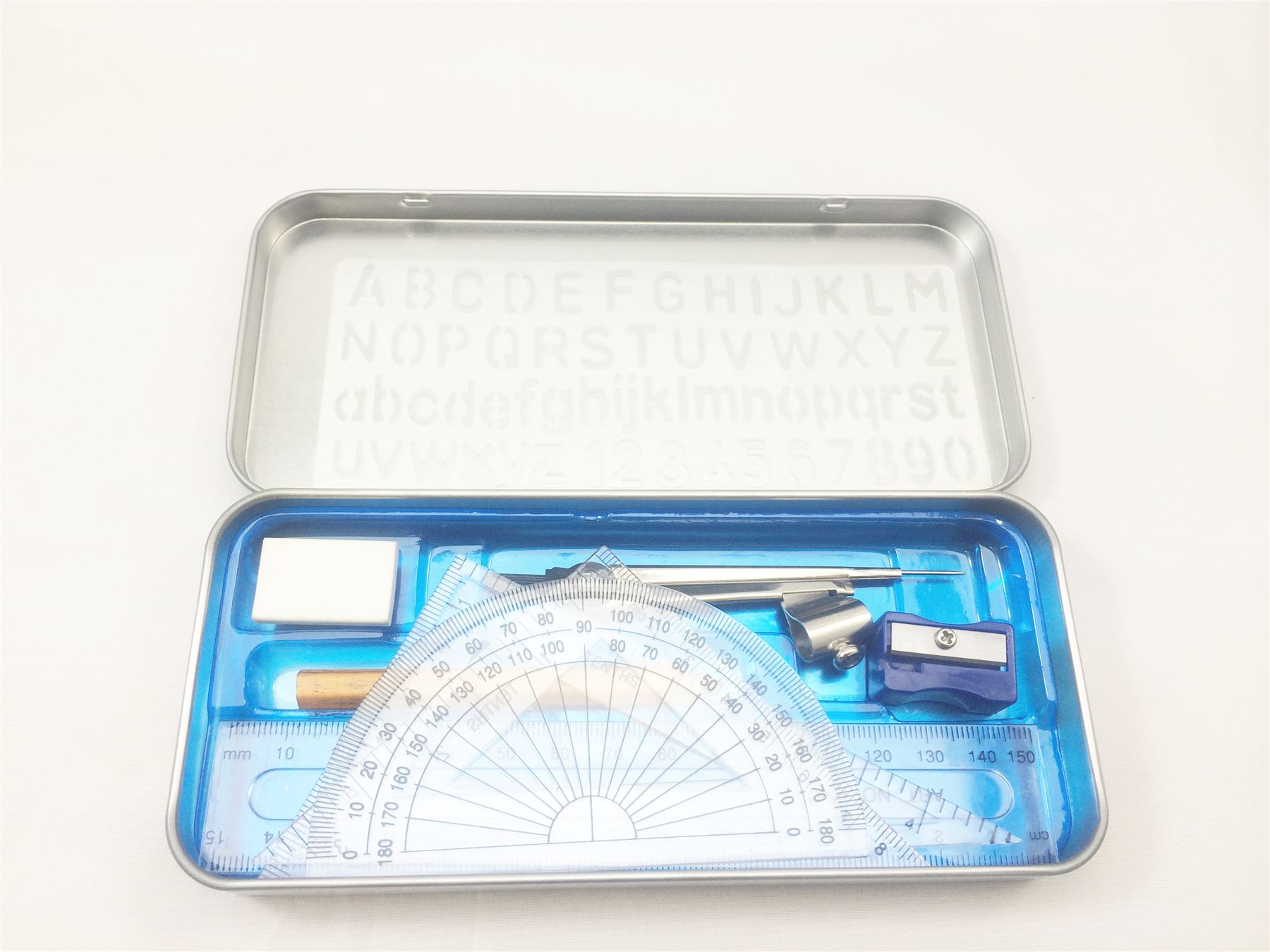 10PCS COMPACT MATHS GEOMETRY SET WITH COMPASS RULER PROTRACTOR SQUARE SHARPENER