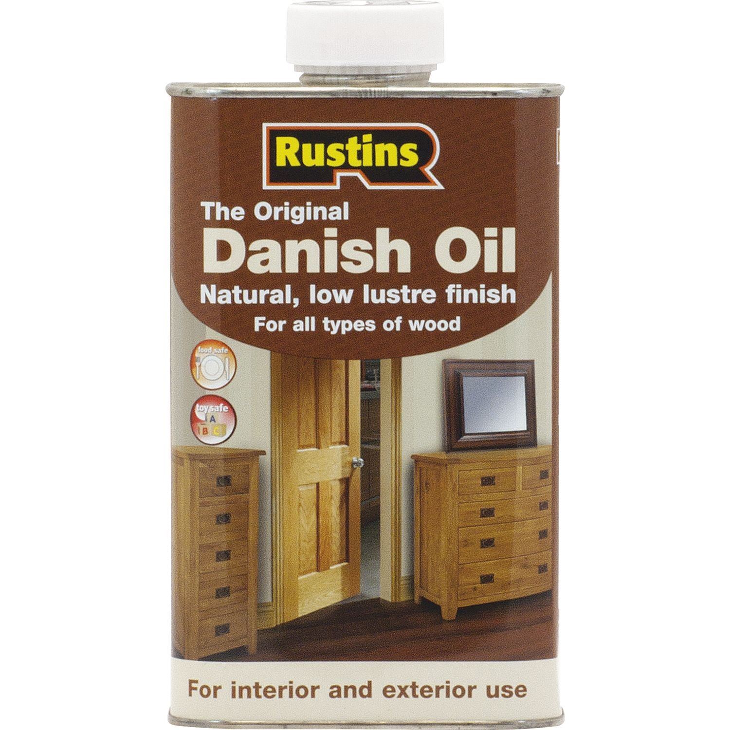 Rustins Danish Oil For Wooden Furniture Timber & Worktop Protection 1L