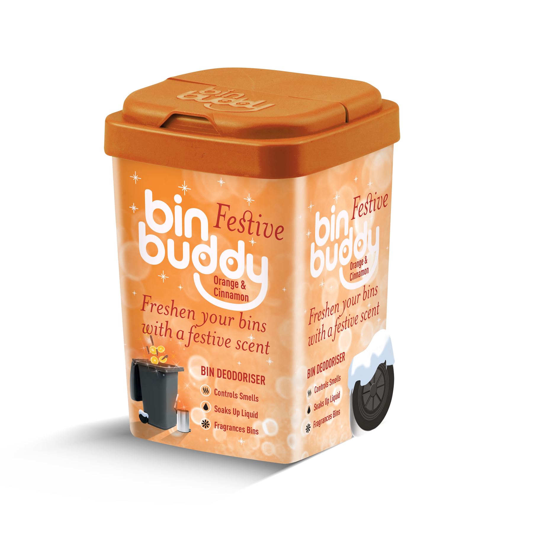 Bin Buddy Xmas Powder Freshener Orange Cinnamon Bin Deodoriser Eliminate Odours - Picture 14 of 16