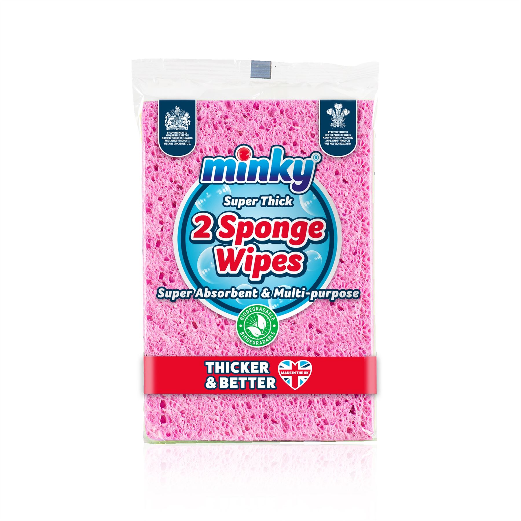 New Spontex Sponge Super Absorbent and Durable Thick Moppets Pk 2 Pink