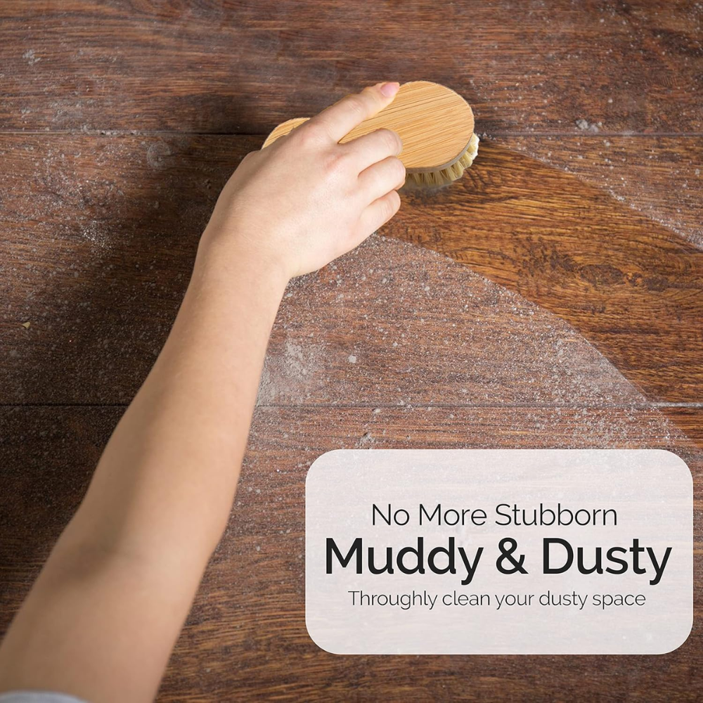 Wooden Scrubbing Brush Heavy Duty Nylon Hard Bristles Floor Tiles Carpet Home
