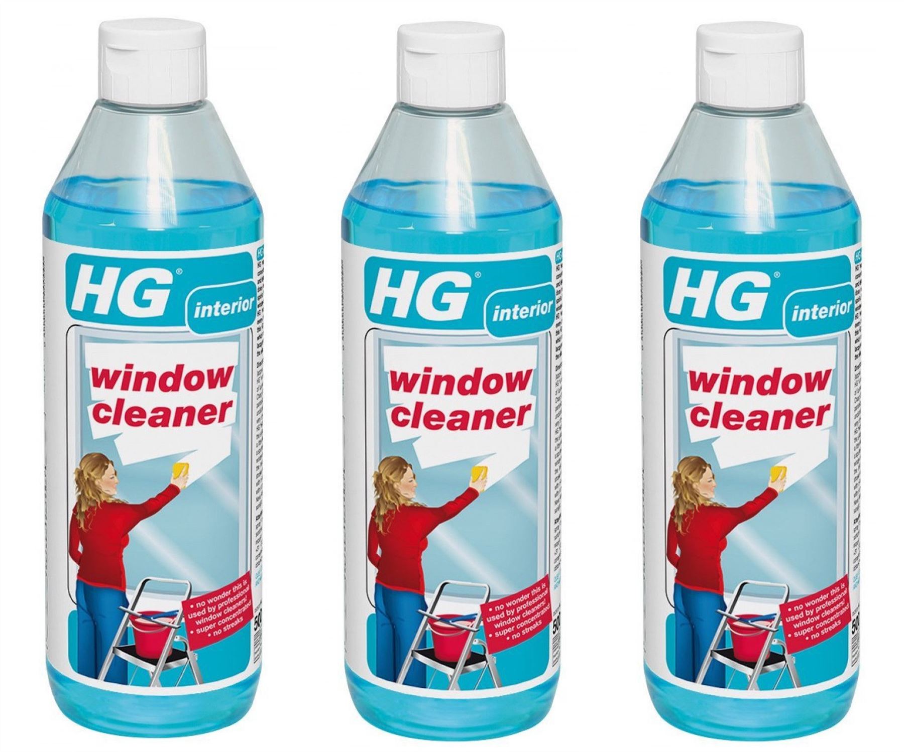 3 x HG Concentrate Window Cleaner 500ml No Streaks Glass Cleaning