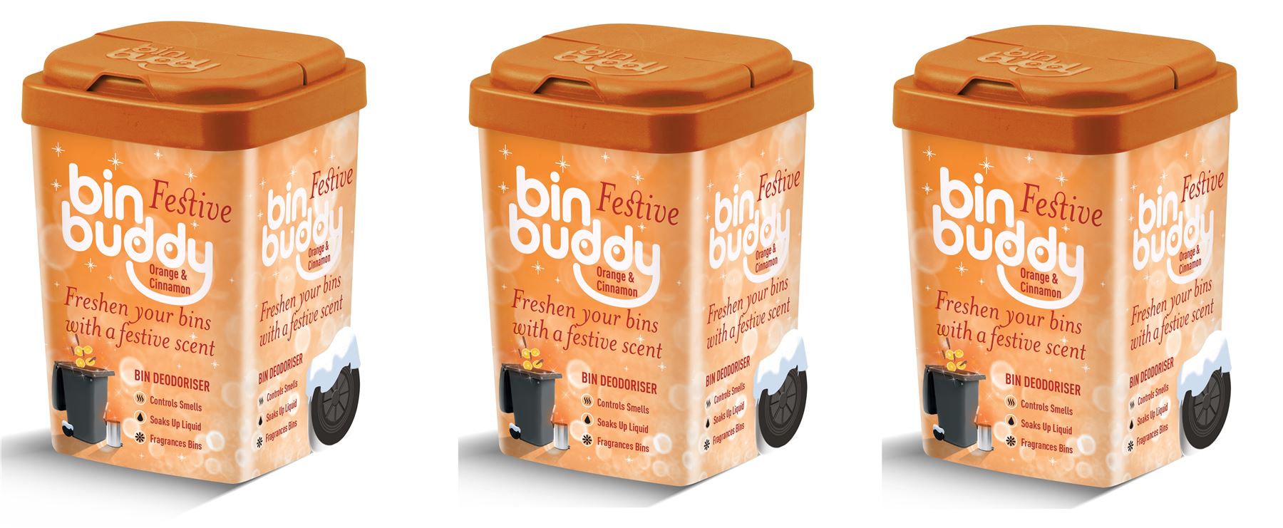 Bin Buddy Xmas Powder Freshener Orange Cinnamon Bin Deodoriser Eliminate Odours - Picture 7 of 16