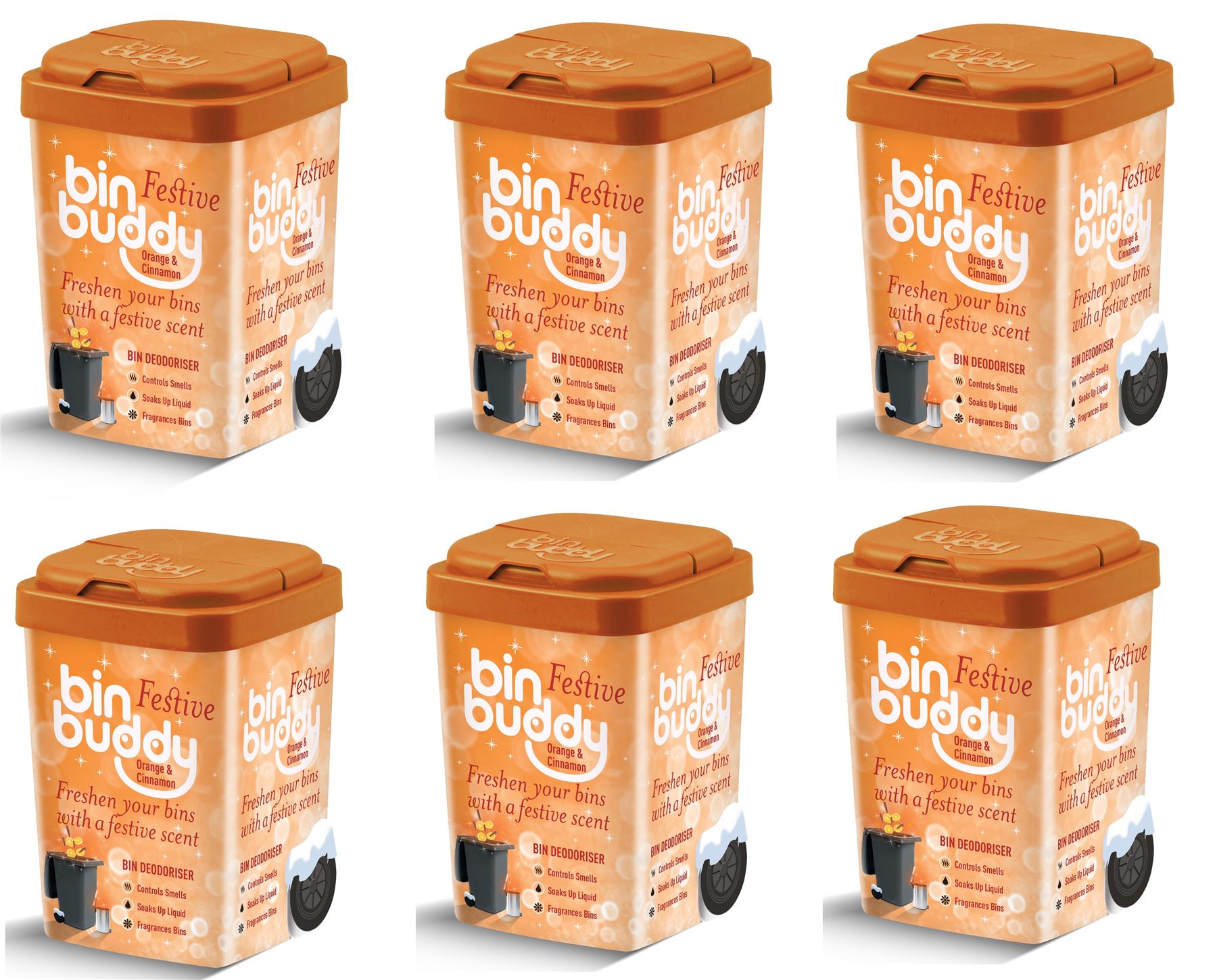 Bin Buddy Xmas Powder Freshener Orange Cinnamon Bin Deodoriser Eliminate Odours - Picture 13 of 16