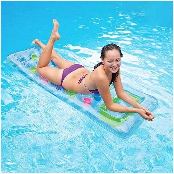 Intex Transparent Mattress with Pockets Pool Lounge Float Air Bed Mat Sun Summer
