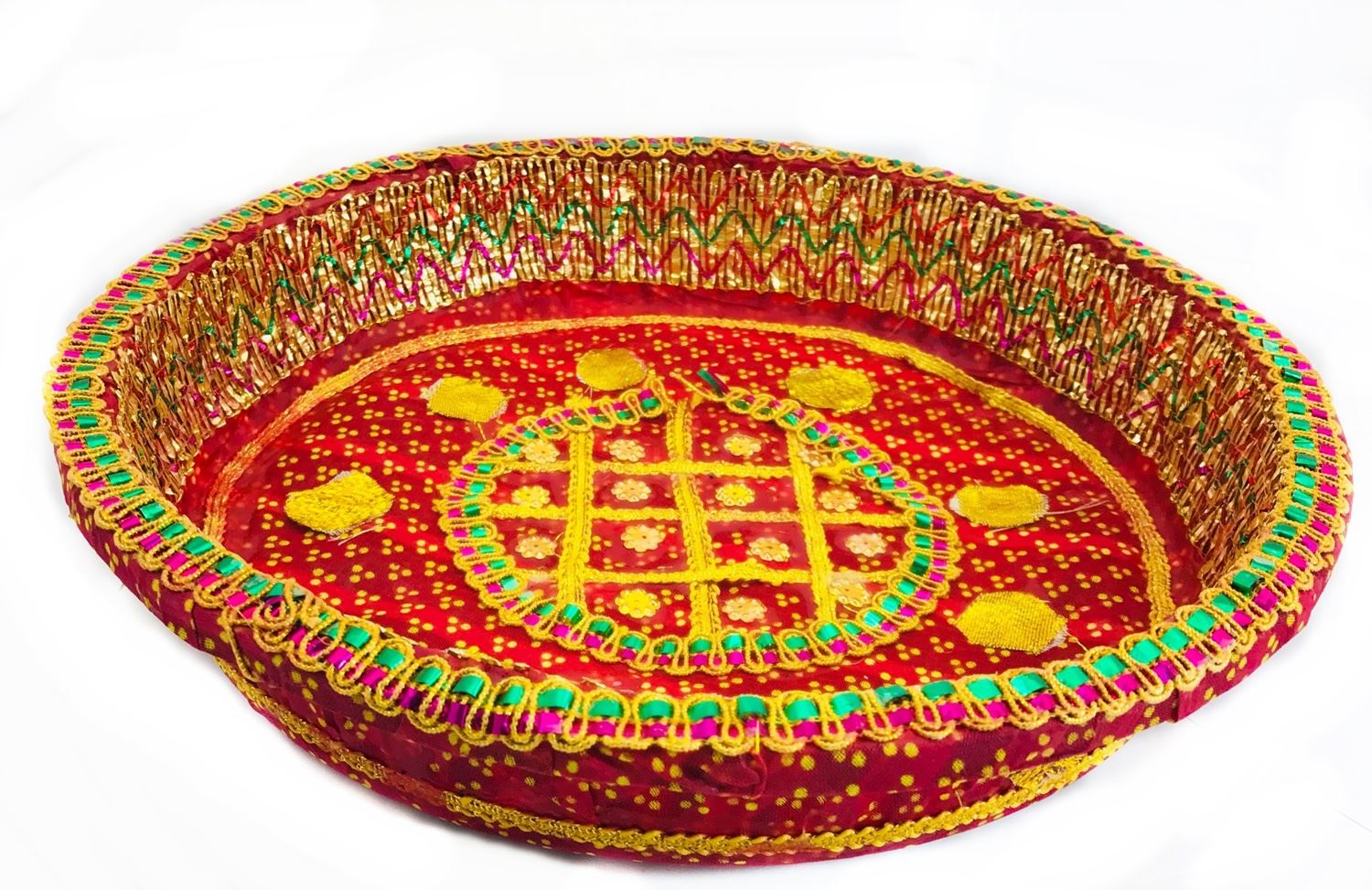 Decorative Tray Chaab Sequins Indian Wedding Xmas Gift Pooja