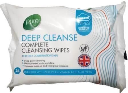 6 x PURE FACIAL DEEP CLEANSE COMPLETE MAKE UP REMOVAL FACE CLEANSING WIPES 25'S