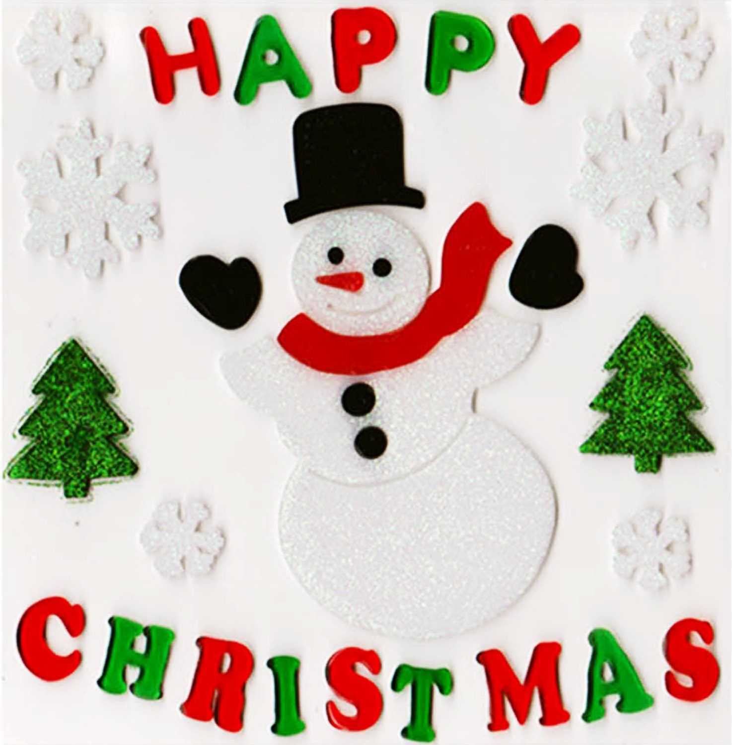 Xmas Glitter 3D Gel Window Home Sticker Label Novelty Party Decoration