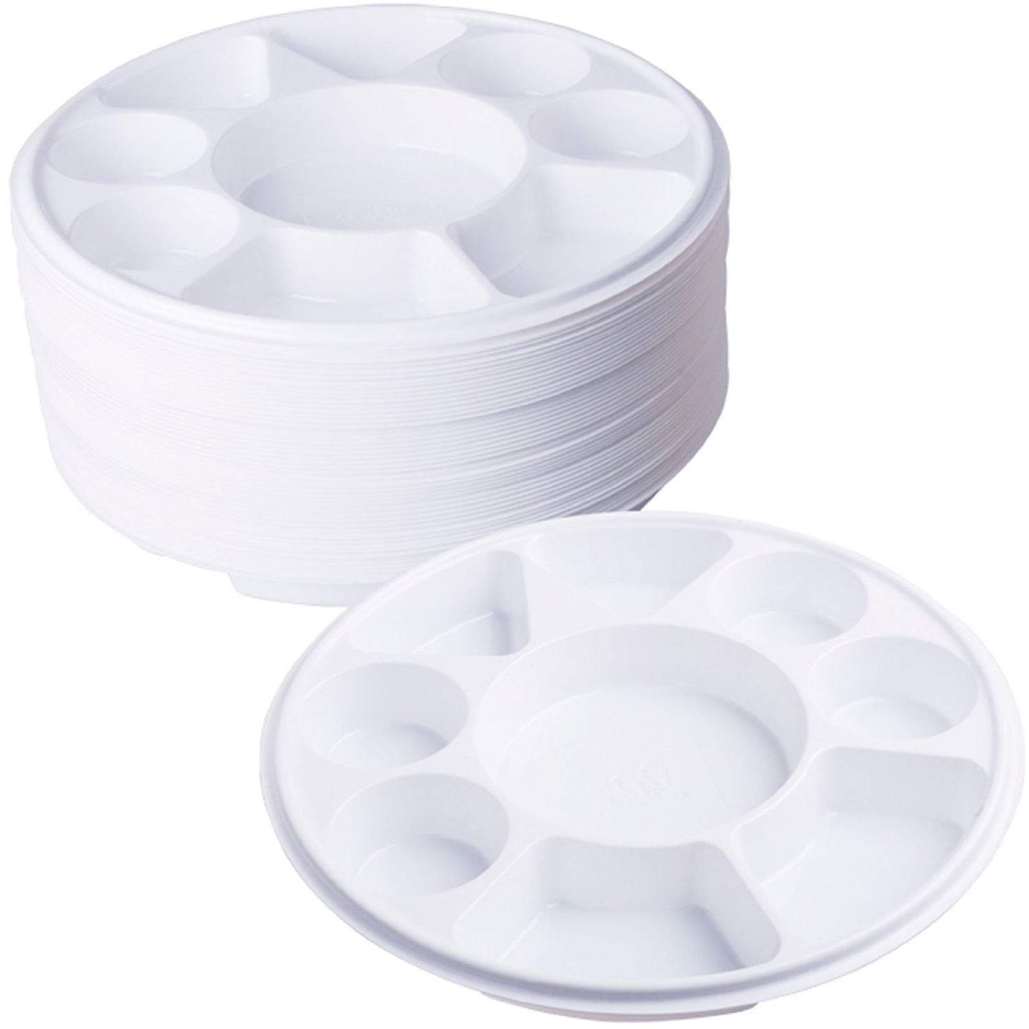 9 Compartment Plastic Dinner Plates 50pc Party Home Food Disposable