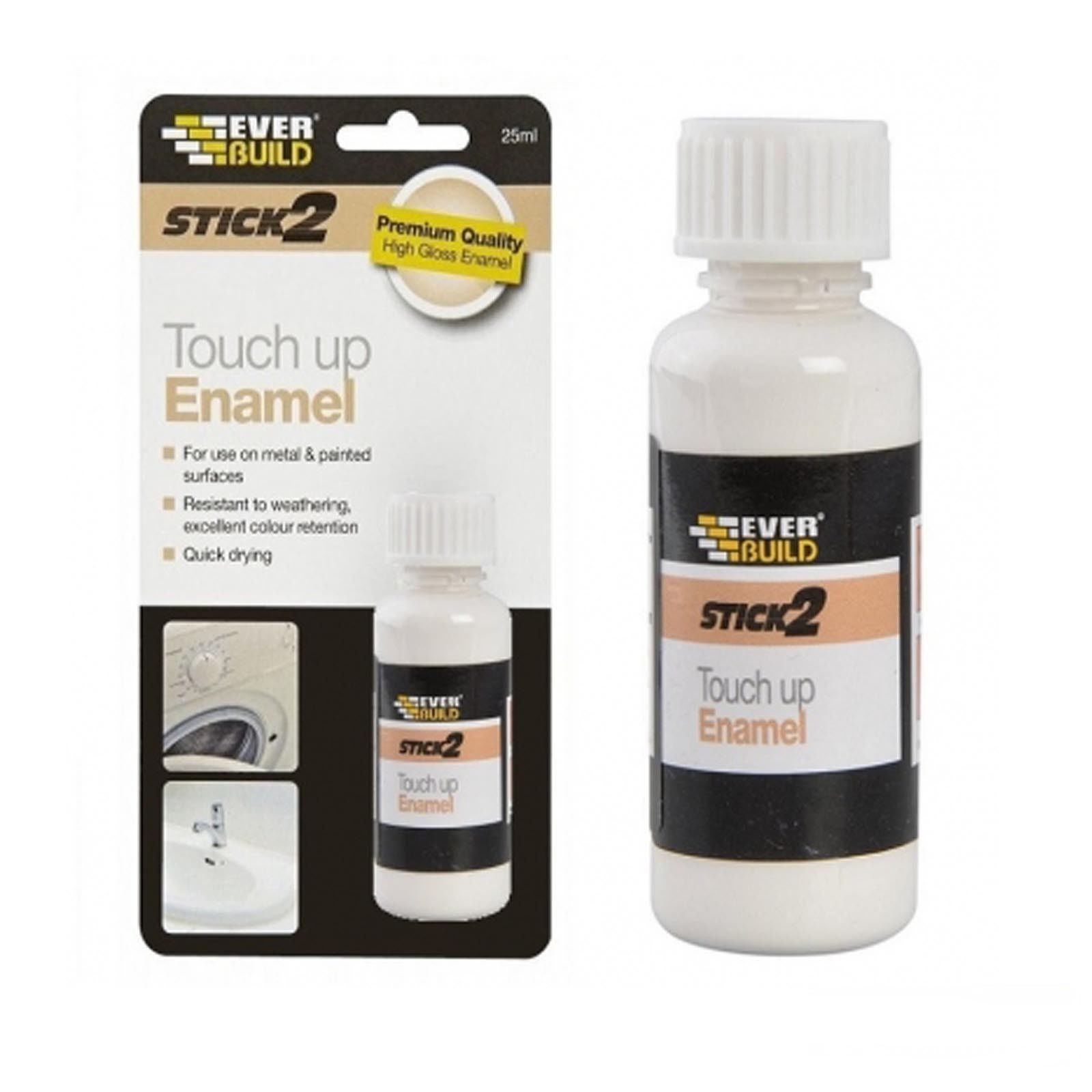 Everbuild Stick 2 Touch Up Enamel 25ml Repair Paint Bath Cooker Fridge