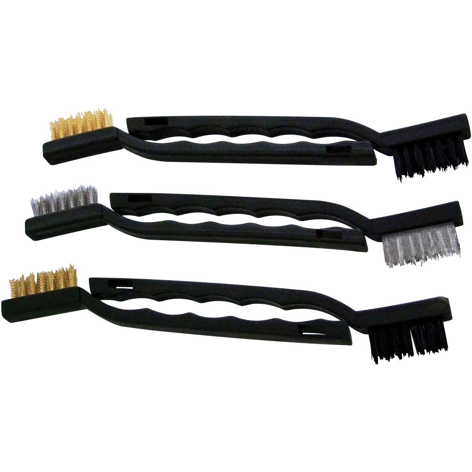 6pc Mini Wire Brush Set Nylon Brass Steel Brushes Cleaning 175mm Rust