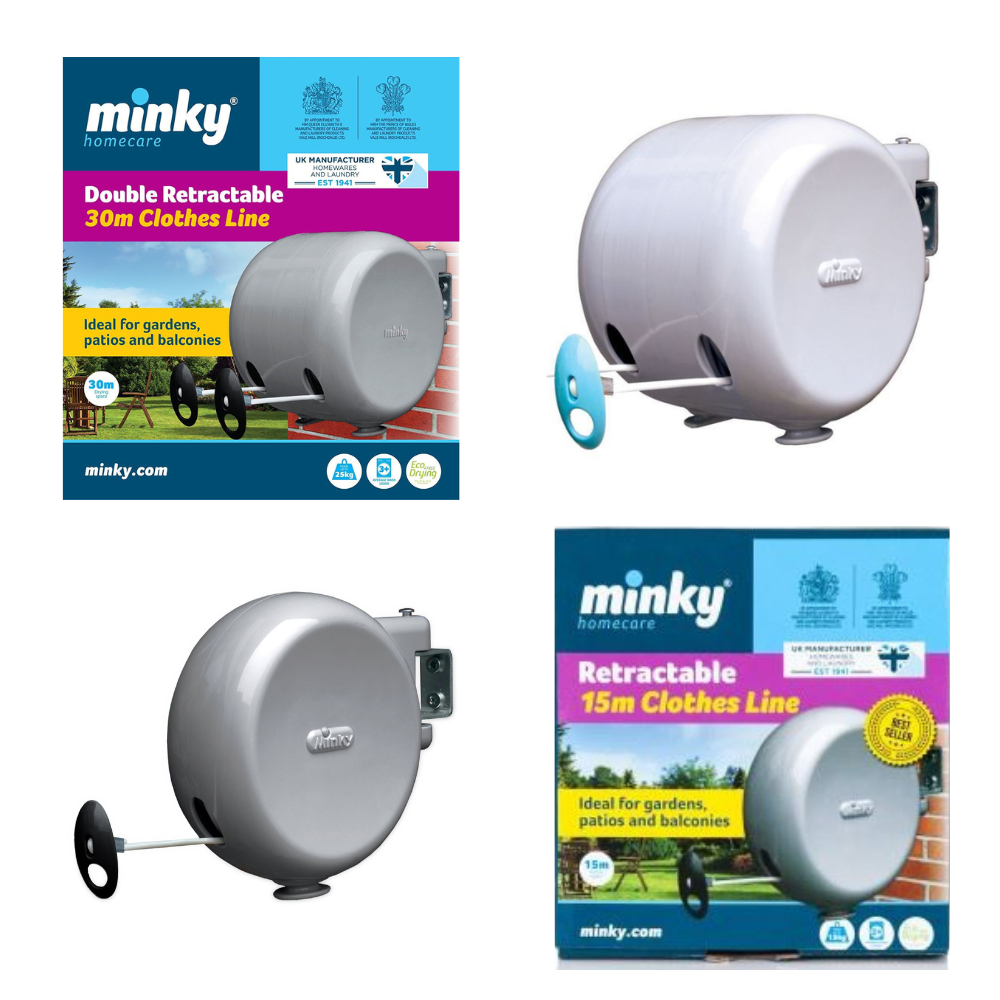 15m/30m Retractable Reel Cloth Washing Line Double Wall Mounted Indoor Outdoor