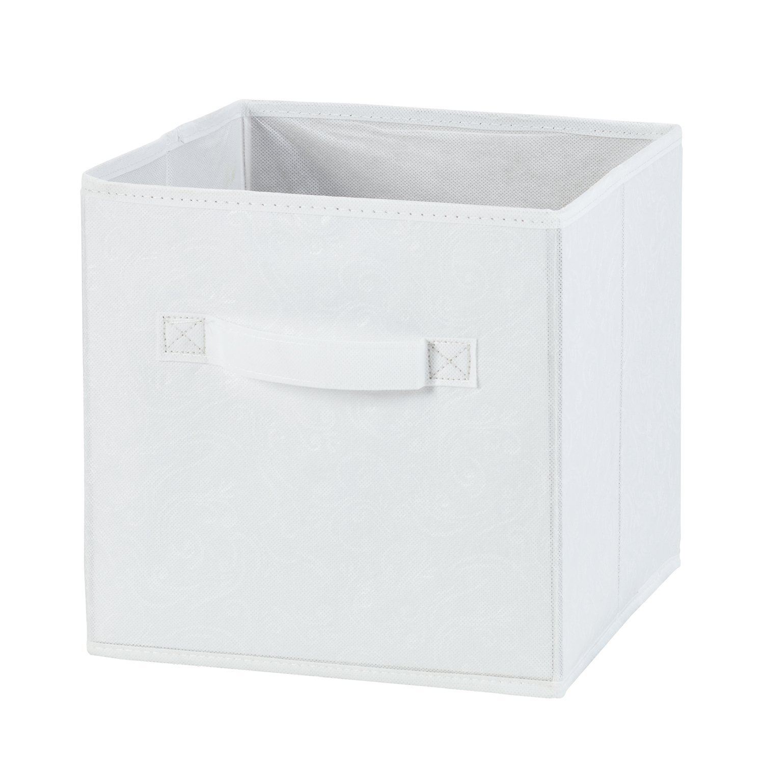H L Russel Medium White Embossed Folding Storage Box 25x25x25cm