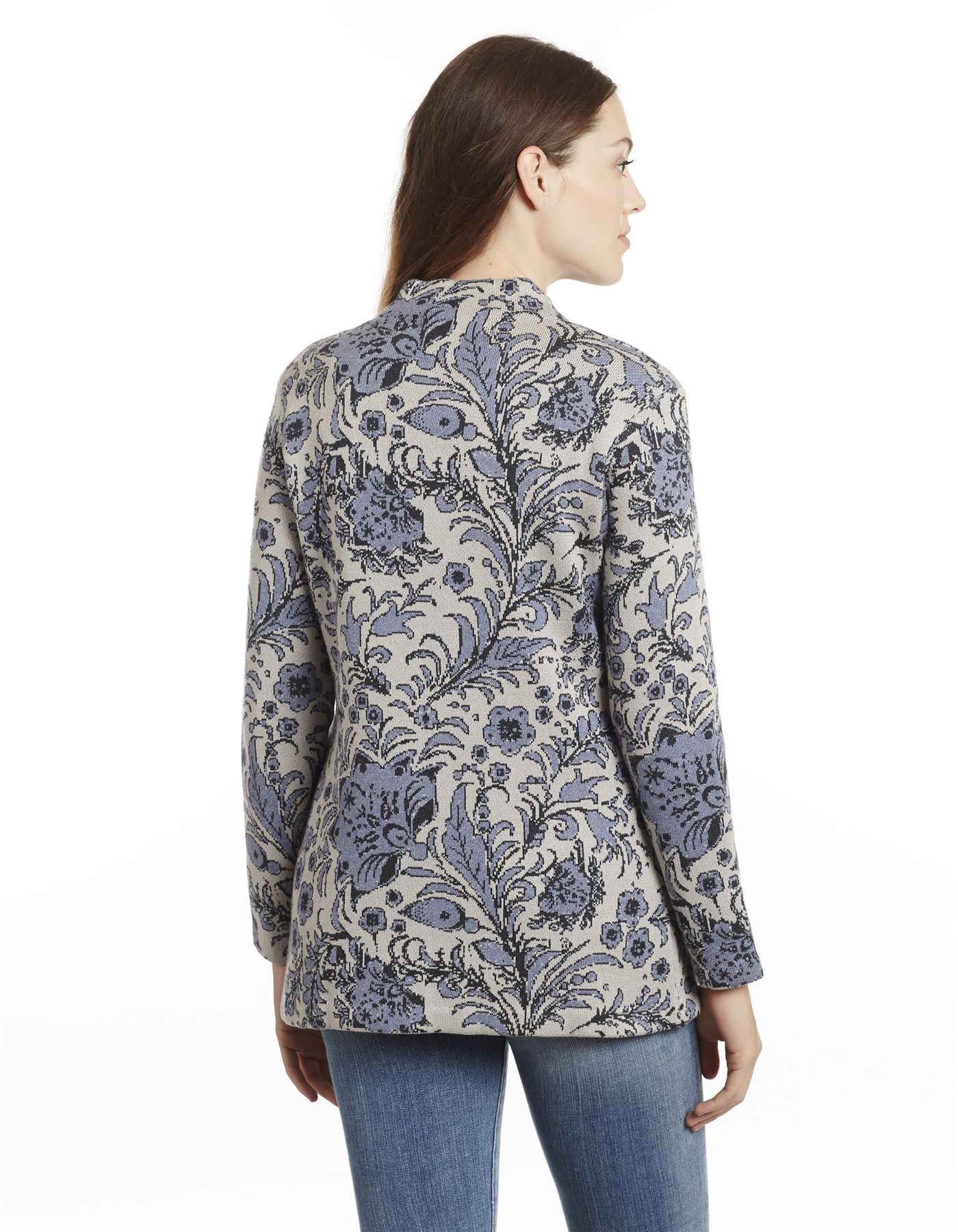 Women's Luxury 100 Pima Cotton Floral Cardigan Sweater Jacket "Violet