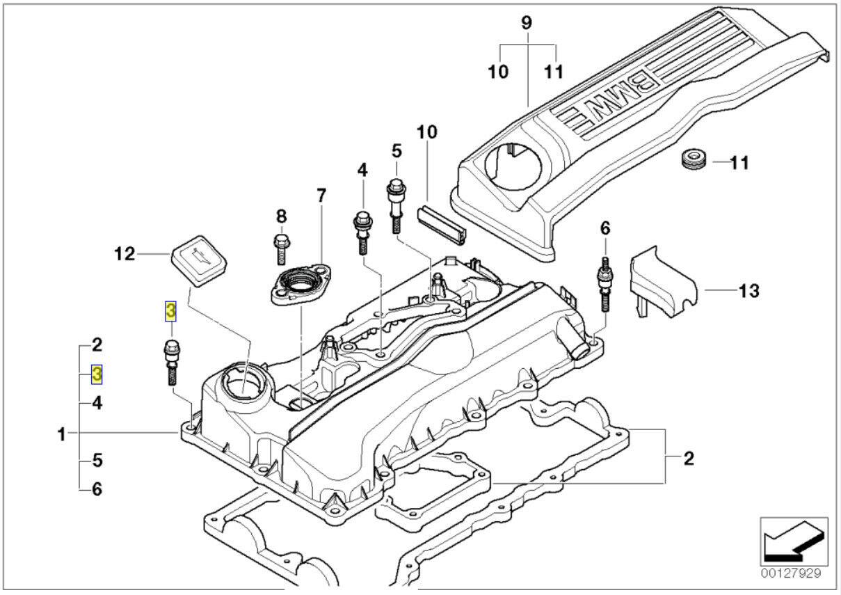 D2P Engine Valve Cam Cover Bolt Screw - OEM 11127568294 For BMW 1, 3, X3, Z4 Series