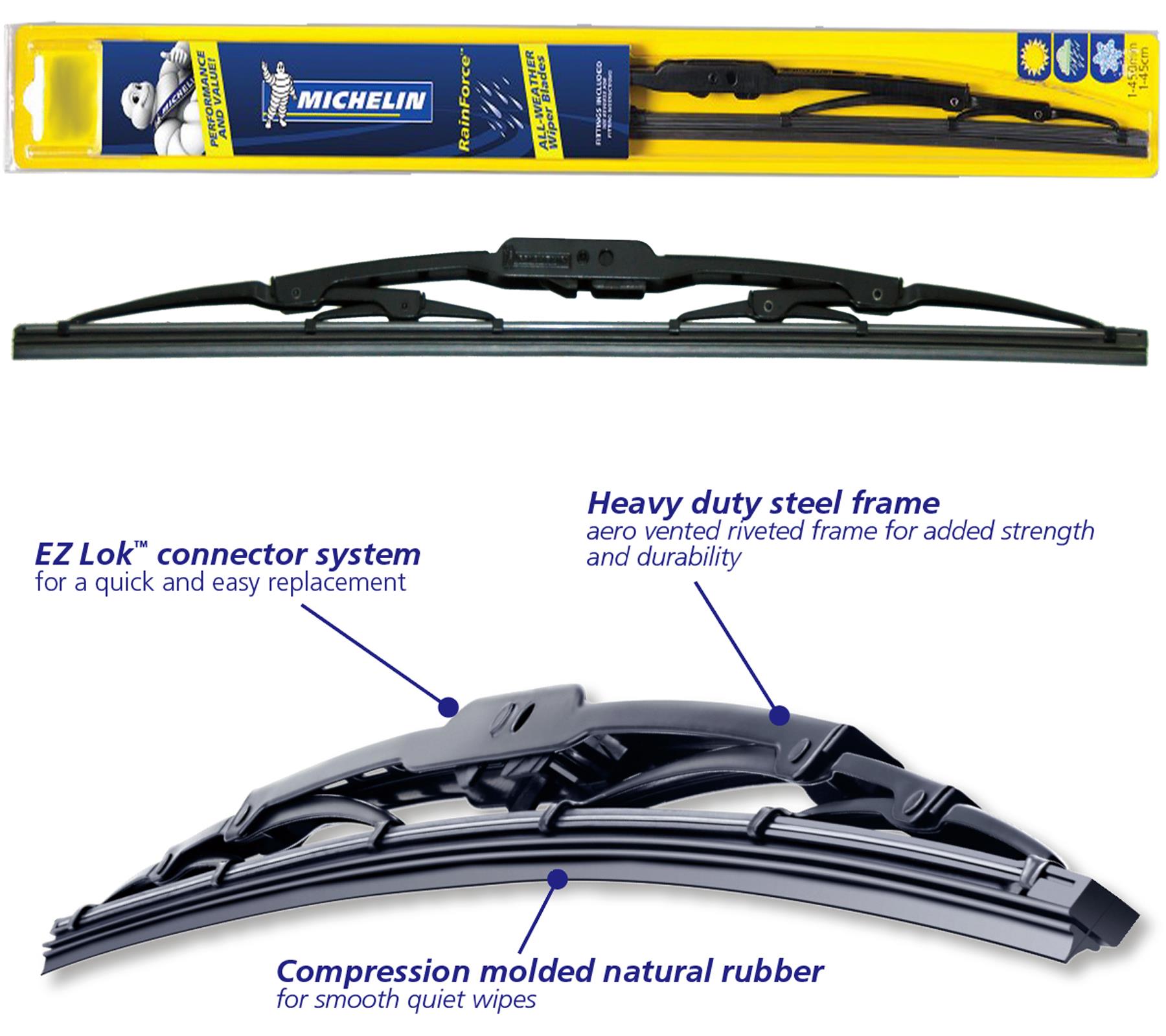 Michelin Rainforce Traditional Wiper Blades Pair 20"x2 For BMW 3 1982