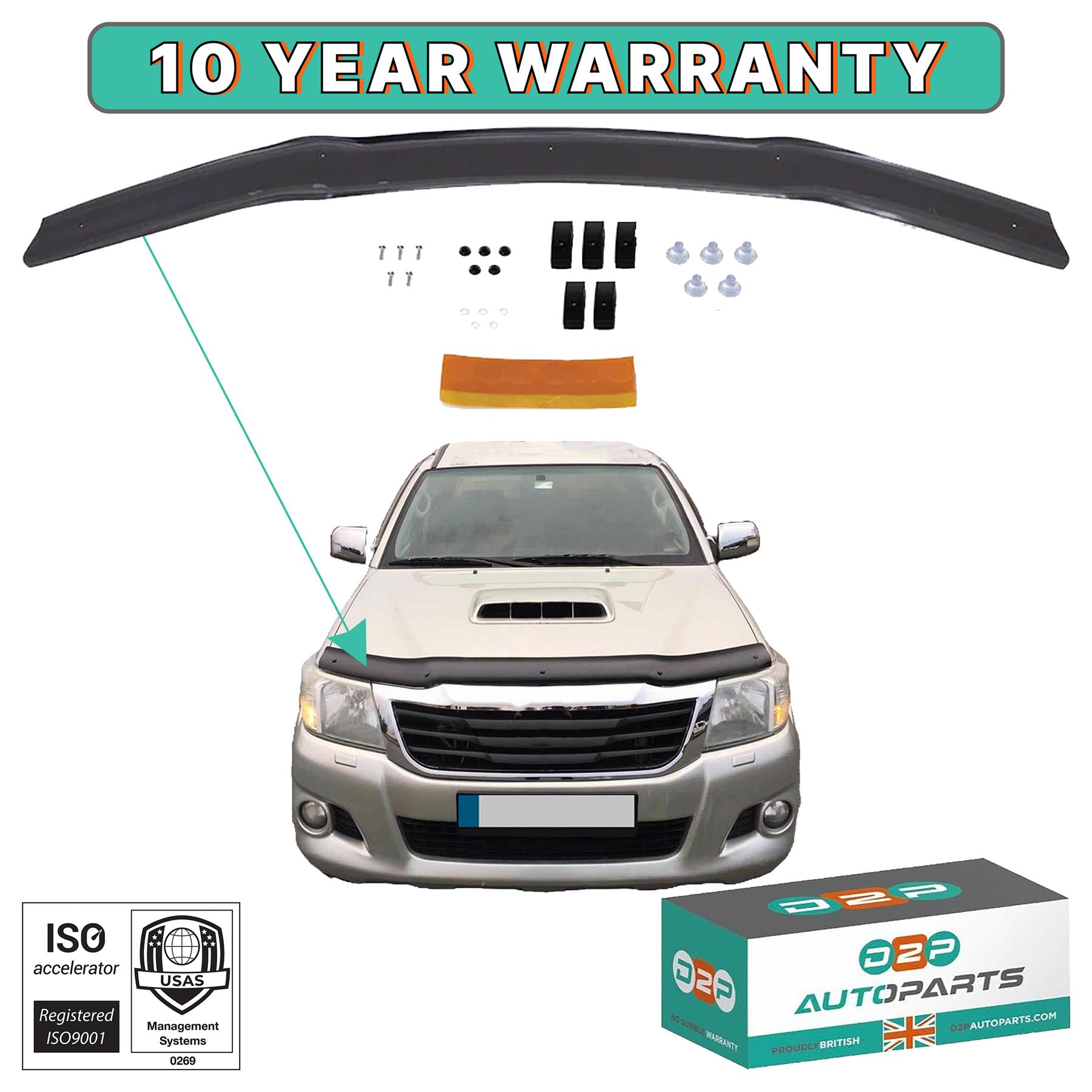 FRONT BONNET WIND STONE DEFLECTOR PROTECTOR GUARD FOR TOYOTA HILUX AN 2005-2015