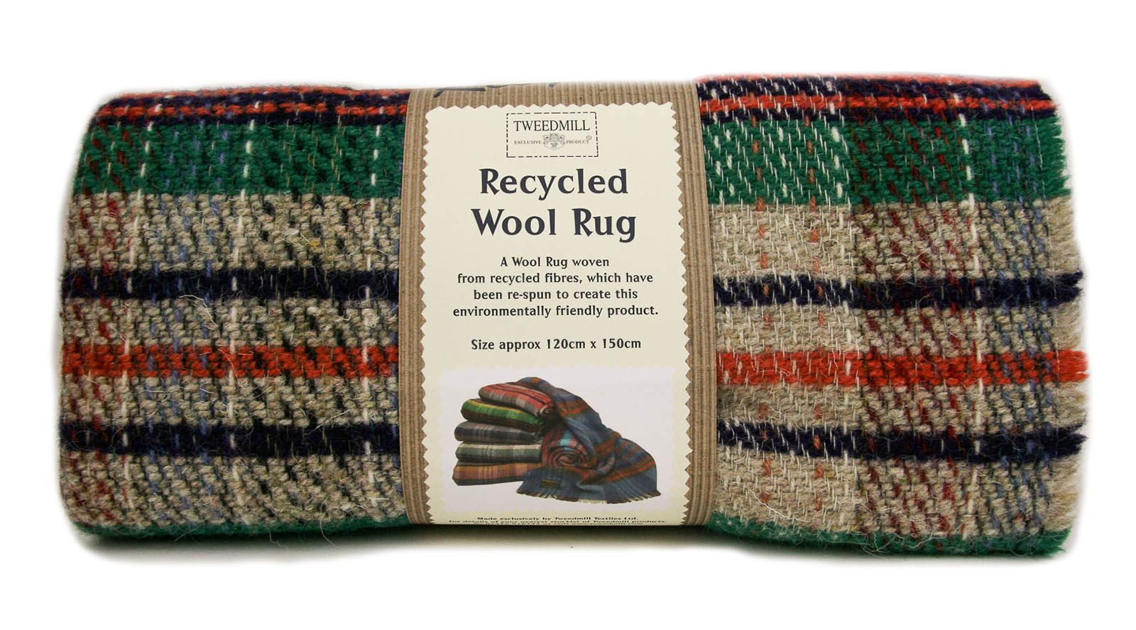 Recycled wool picnic rug travel blanket throw BRITISH MADE Tweedmill