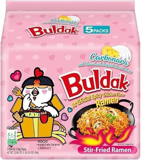 Samyang Buldak Hot Chicken, Carbonara, 2X Spicy, Kimchi, Jjajang and Habanero - Picture 3 of 7