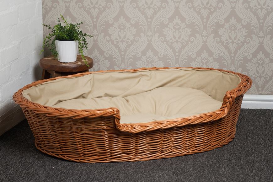 Extra Large Wicker Dog Basket Light Colour Cushion 5060367920170 eBay