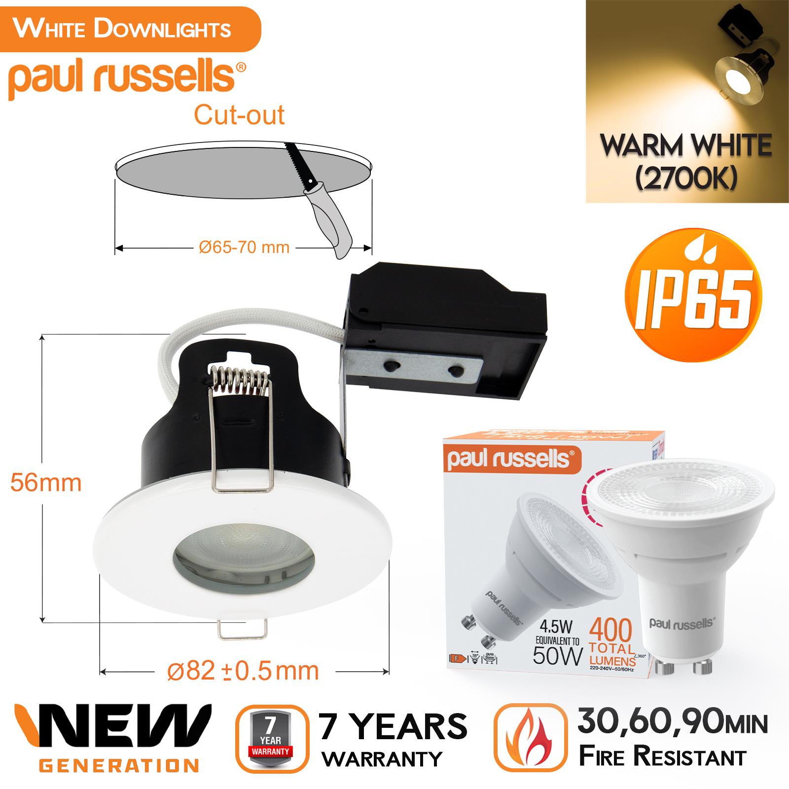IP65 Fire Rated LED GU10 Dimmable Downlights Modern Bathroom Ceiling Spot Lights - Picture 15 of 23