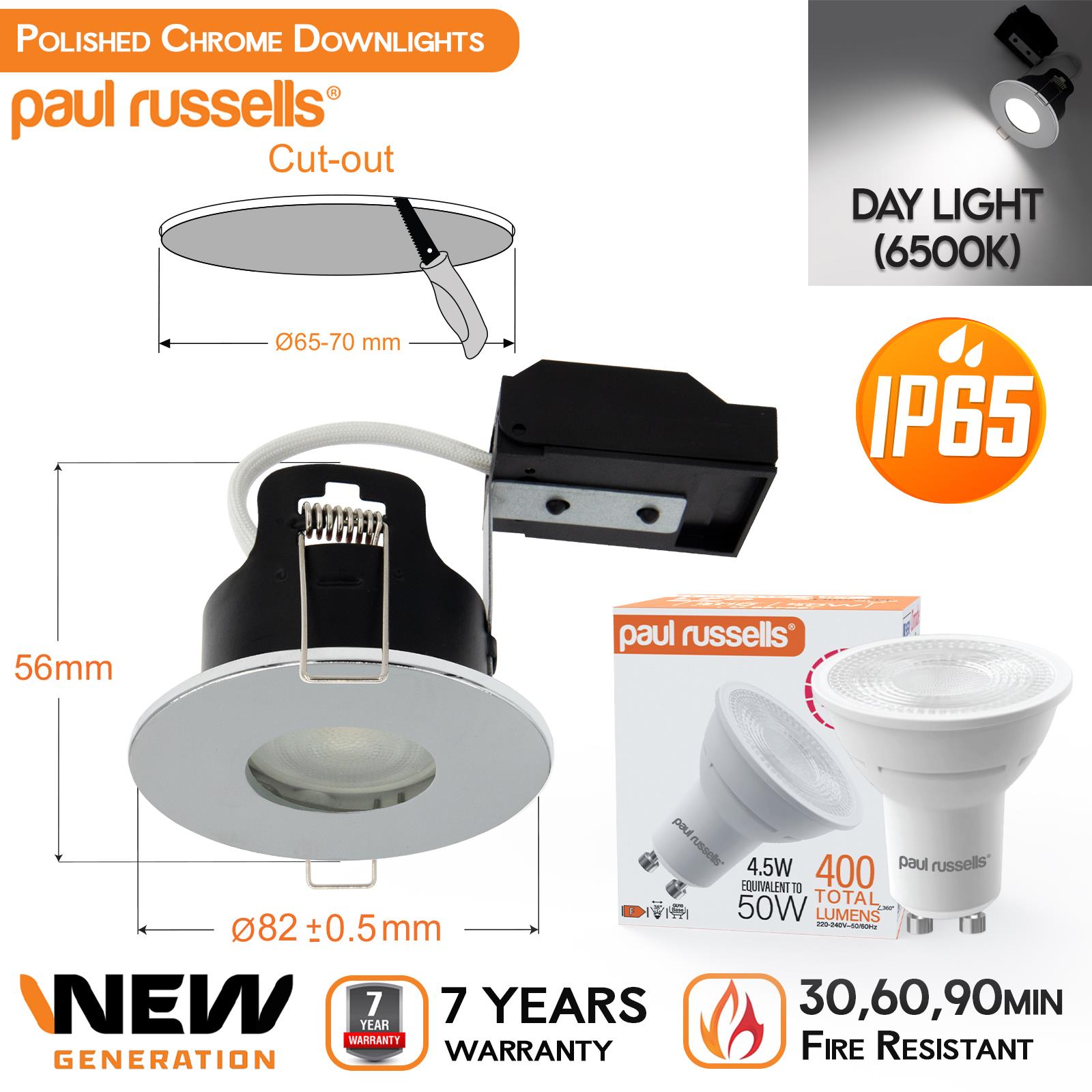 IP65 Fire Rated Downlights Bathroom Dimmable GU10 Spotlight LED Down Light - Picture 19 of 19