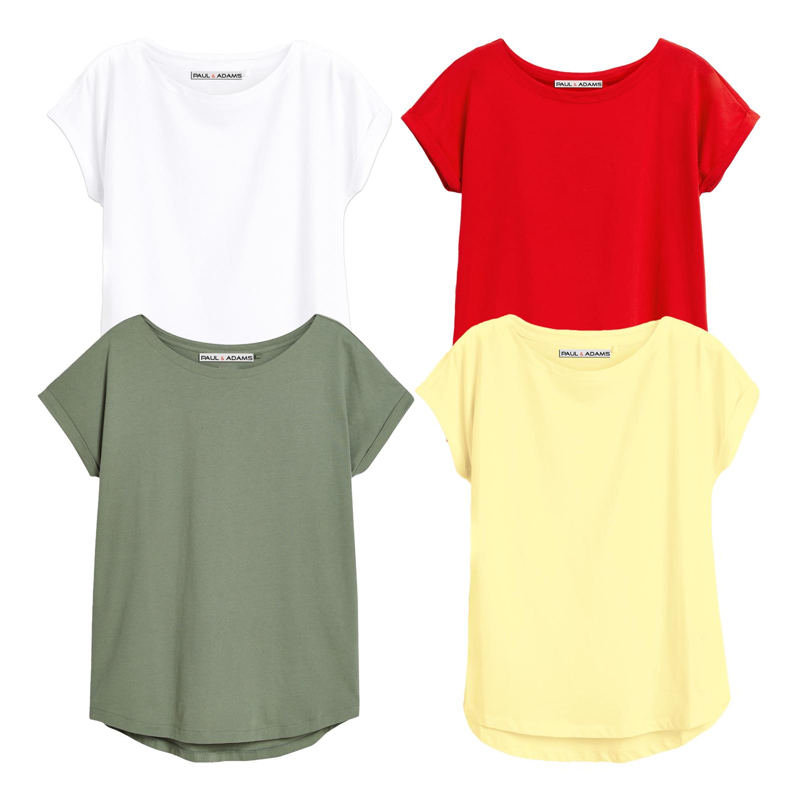 4 Pack Ladies T-Shirt Plain 100% Cotton Cap Sleeve Lot Crew Neck 08-18 T-Shirts - Picture 50 of 81