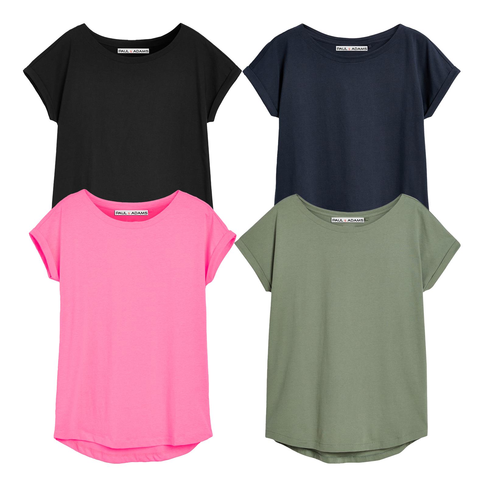 4 Pack Ladies T-Shirt Plain 100% Cotton Cap Sleeve Lot Crew Neck 08-18 T-Shirts - Picture 23 of 81