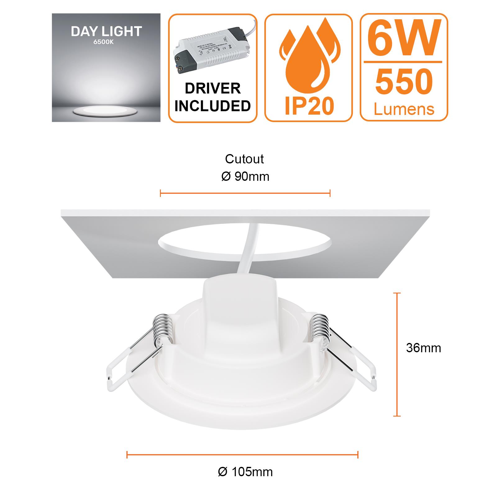 LED Round Panel Recessed Ceiling Lights Energy Saving Downlights Spot Light 240V - Picture 9 of 19