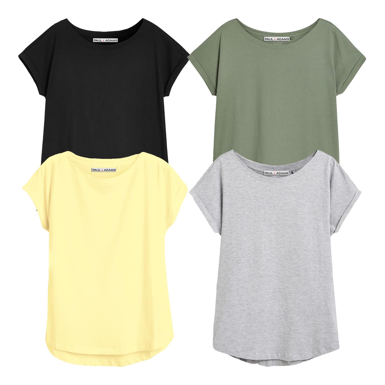 4 Pack Ladies T-Shirt Plain 100% Cotton Cap Sleeve Lot Crew Neck 08-18 T-Shirts - Picture 40 of 81