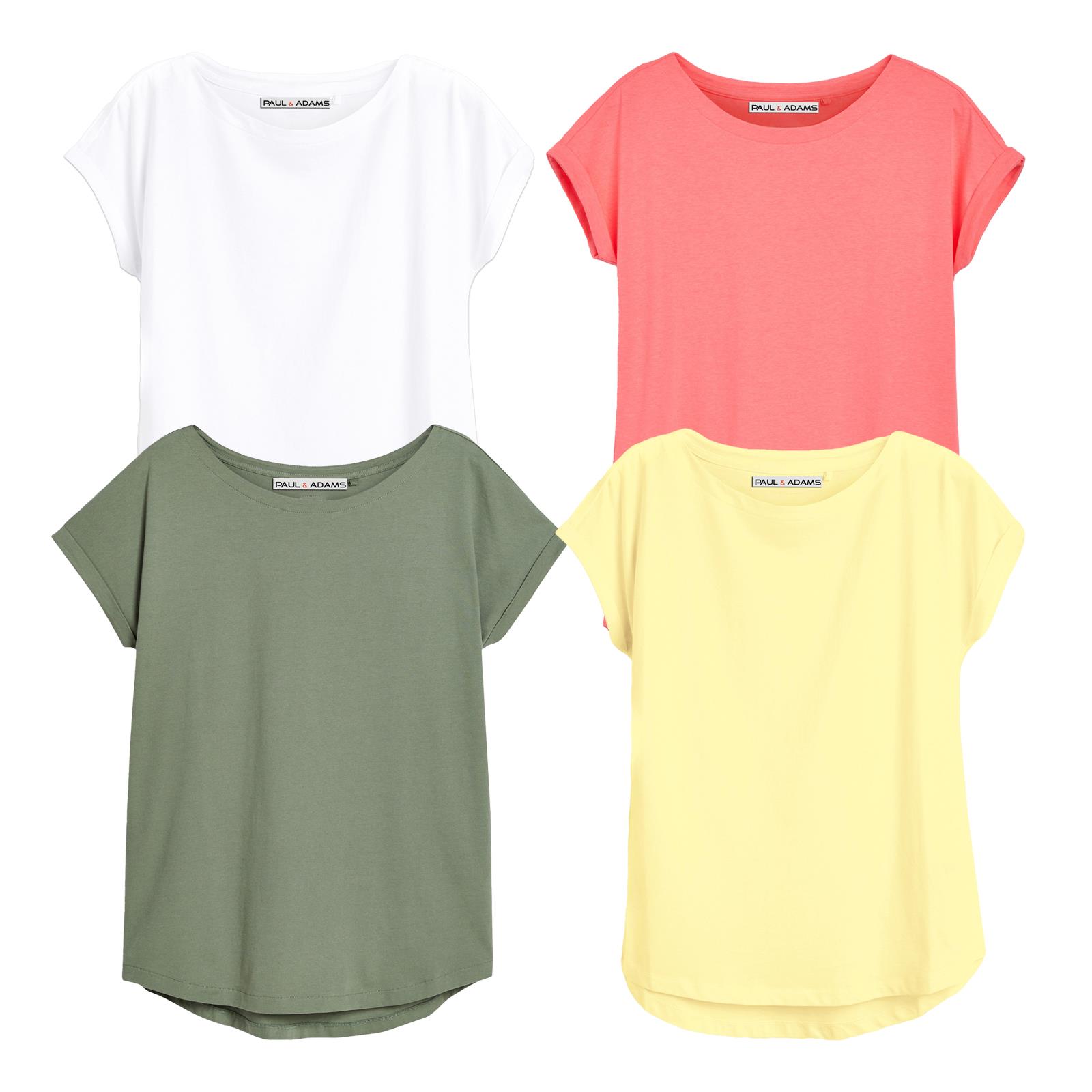 4 Pack Ladies T-Shirt Plain 100% Cotton Cap Sleeve Lot Crew Neck 08-18 T-Shirts - Picture 57 of 81
