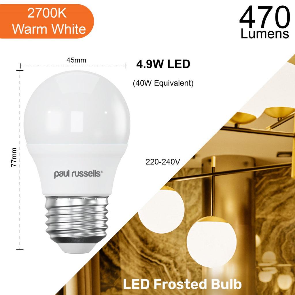 LED Golf 4.9W=40W 2700K 4000K 6500K BC/ES/SBC/SES 1/6/10 Bulbs - Picture 7 of 11