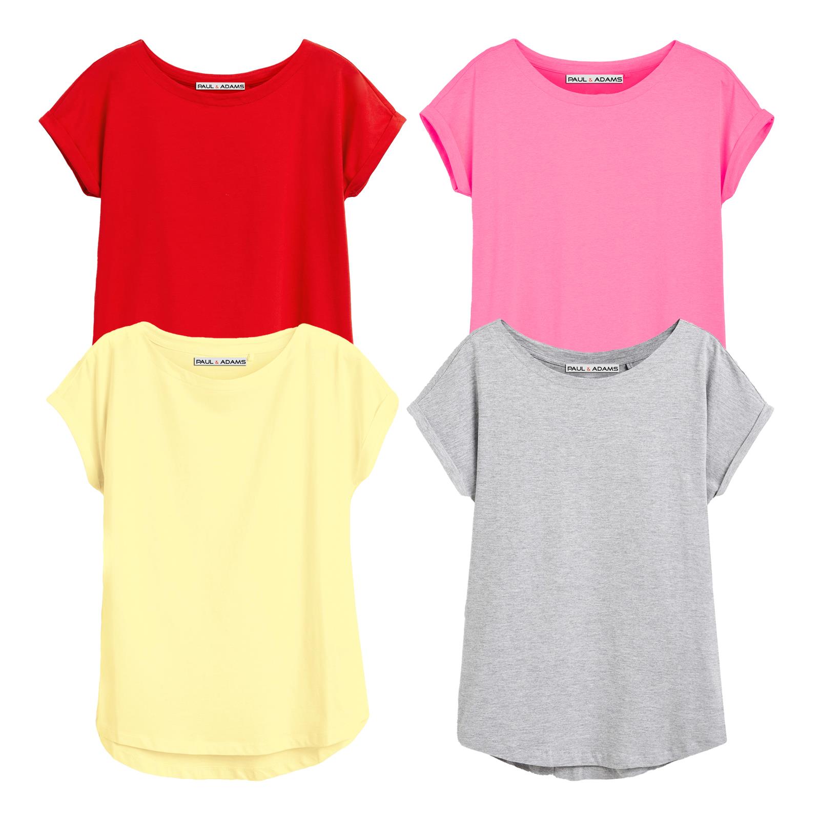 4 Pack Ladies T-Shirt Plain 100% Cotton Cap Sleeve Lot Crew Neck 08-18 T-Shirts - Picture 70 of 81