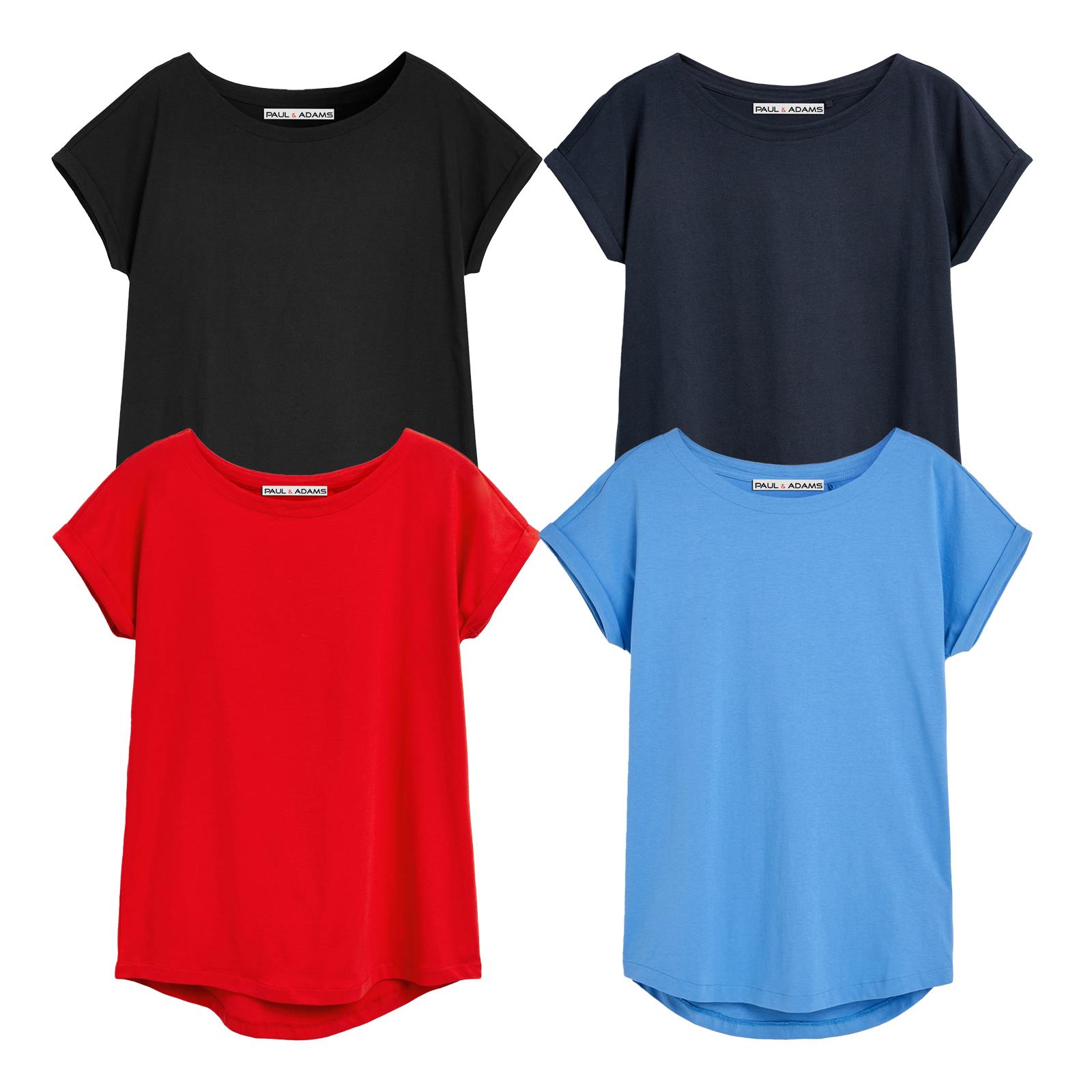 4 Pack Ladies T-Shirt Plain 100% Cotton Cap Sleeve Lot Crew Neck 08-18 T-Shirts - Picture 20 of 81