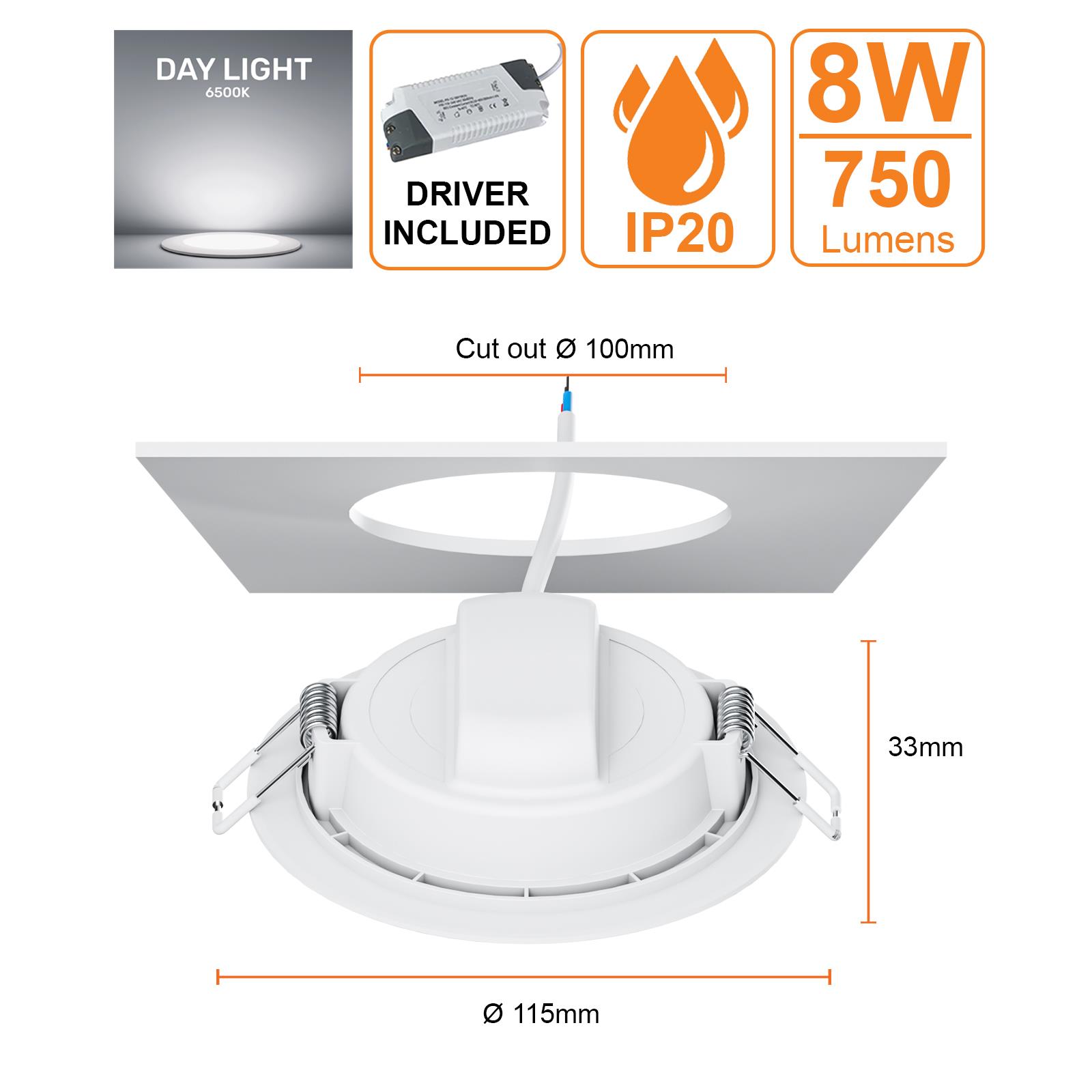 LED Round Panel Recessed Ceiling Lights Energy Saving Downlights Spot Light 240V - Picture 11 of 19