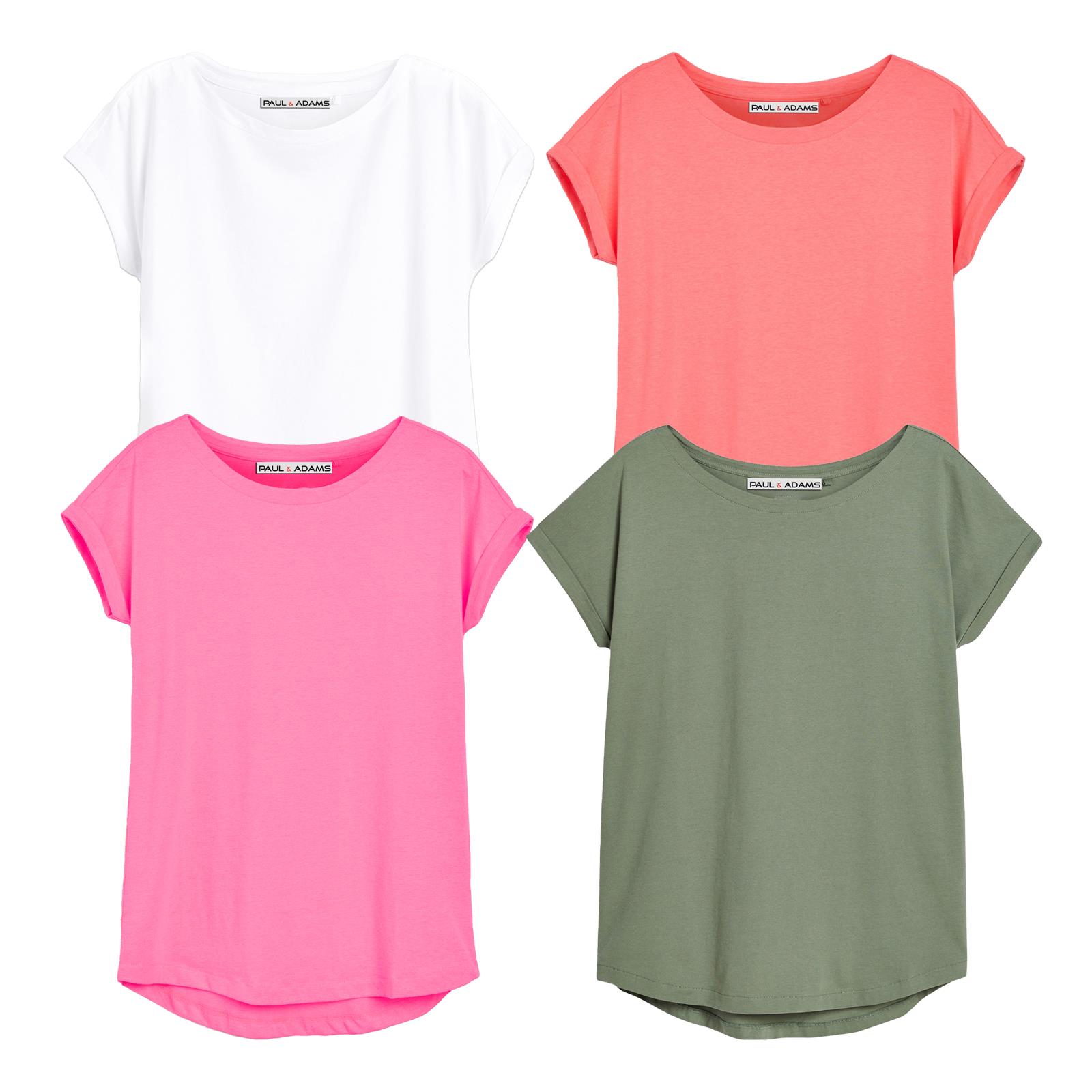 4 Pack Ladies T-Shirt Plain 100% Cotton Cap Sleeve Lot Crew Neck 08-18 T-Shirts - Picture 56 of 81