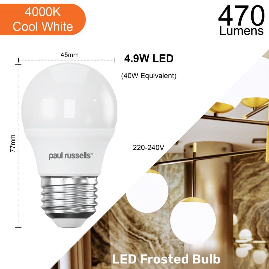 LED Golf 4.9W=40W 2700K 4000K 6500K BC/ES/SBC/SES 1/6/10 Bulbs - Picture 6 of 11