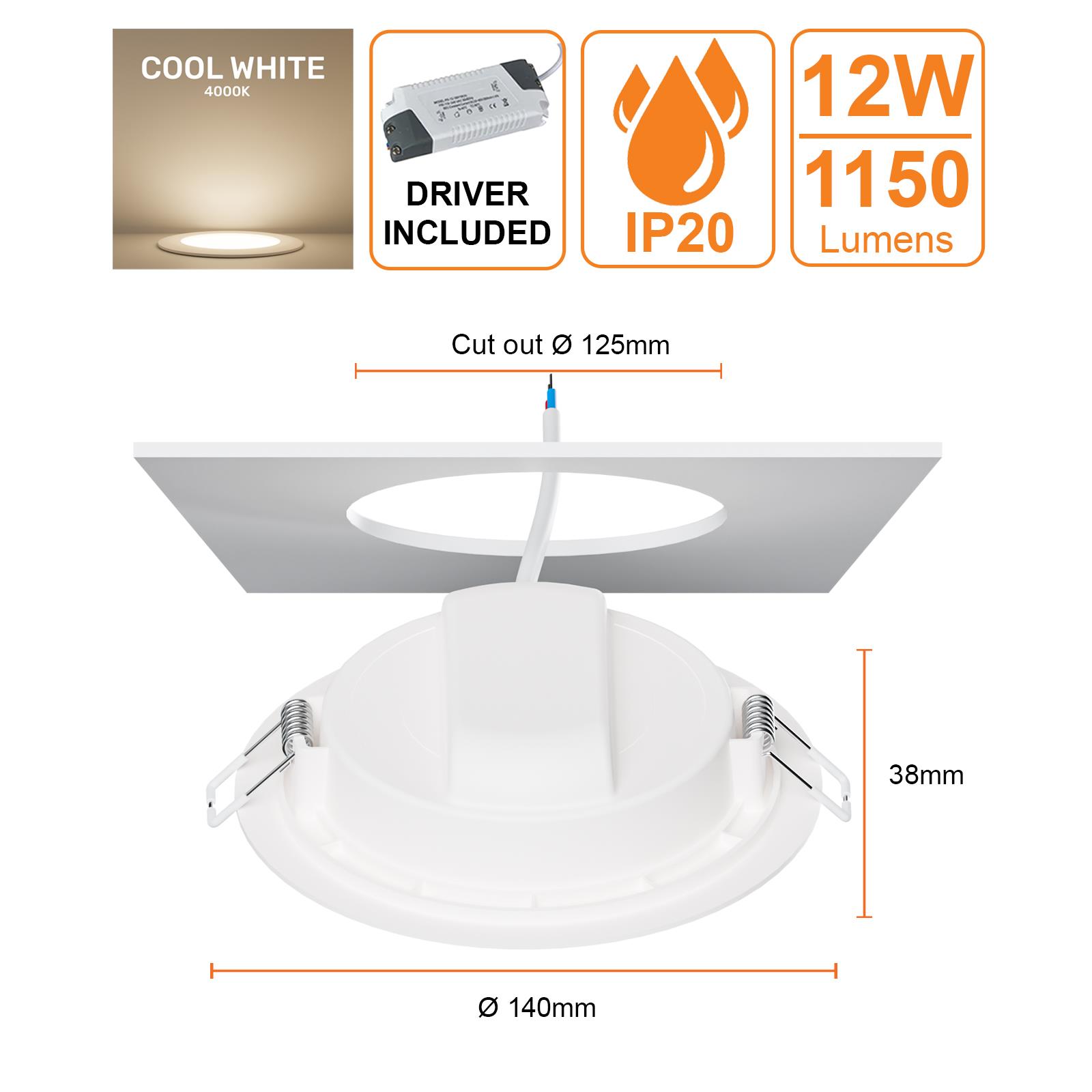 LED Round Panel Recessed Ceiling Lights Energy Saving Downlights Spot Light 240V - Picture 12 of 19