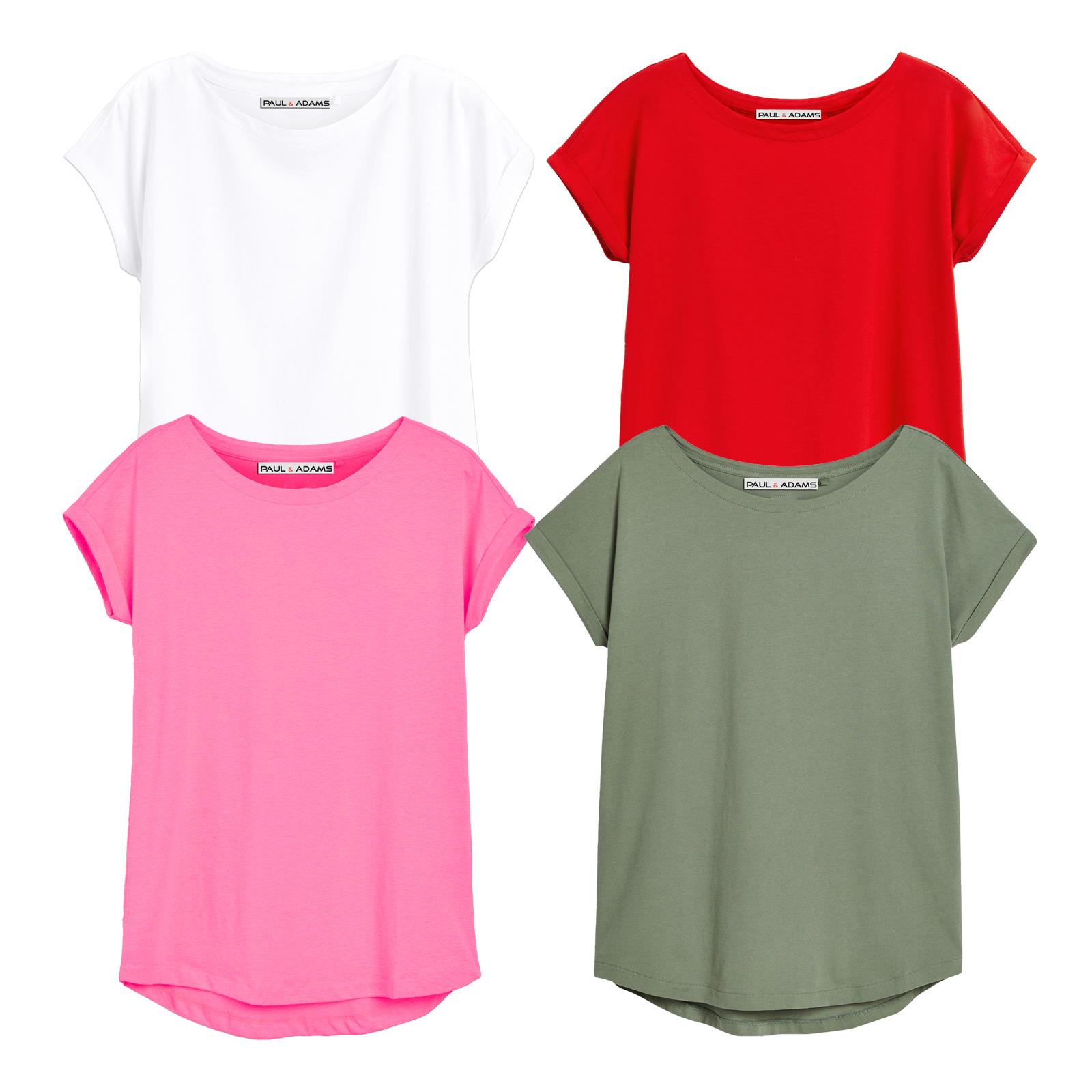 4 Pack Ladies T-Shirt Plain 100% Cotton Cap Sleeve Lot Crew Neck 08-18 T-Shirts - Picture 49 of 81