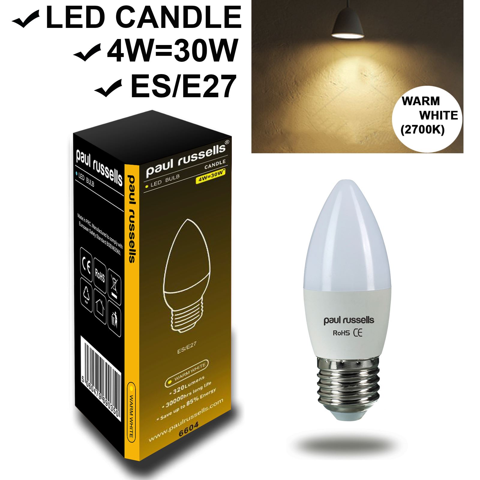 LED Candle Light Bulbs E27 B22 E14 C37 (25W/30W/40W/50W/60W) Warm/Day