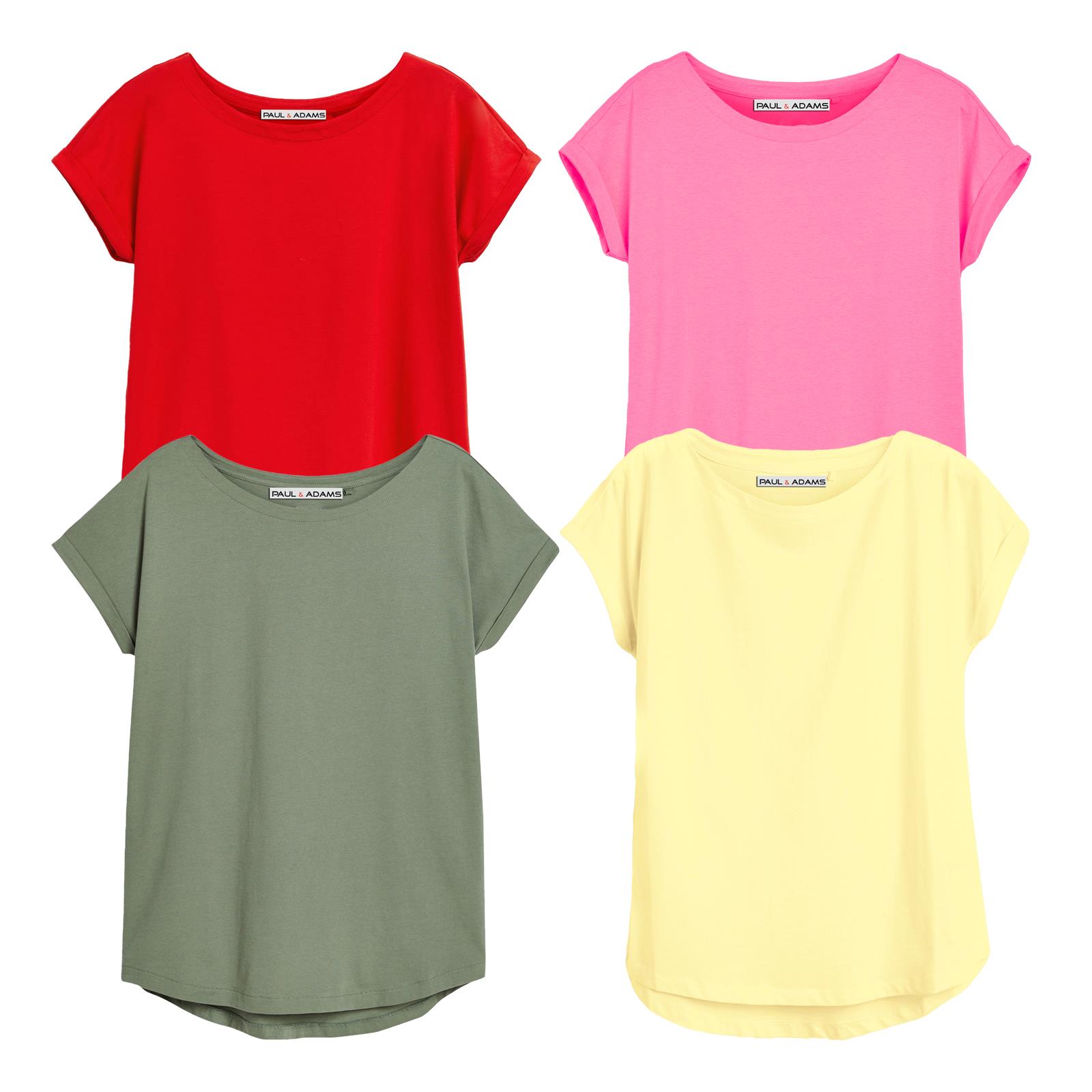 4 Pack Ladies T-Shirt Plain 100% Cotton Cap Sleeve Lot Crew Neck 08-18 T-Shirts - Picture 69 of 81