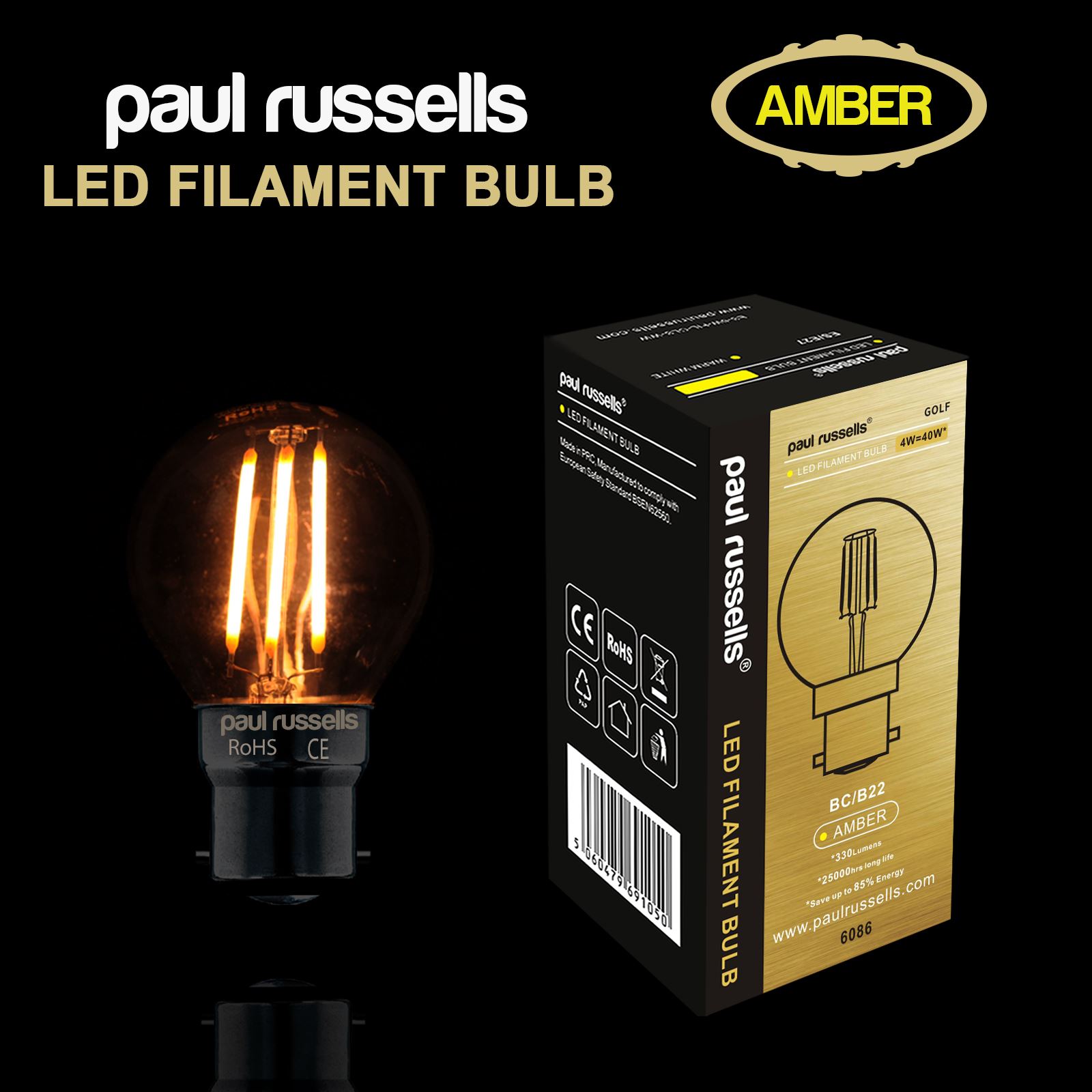 LED FILAMENT 25W 40W Clear Golf Ball Light Mini Globe Bulb BC B22 ES